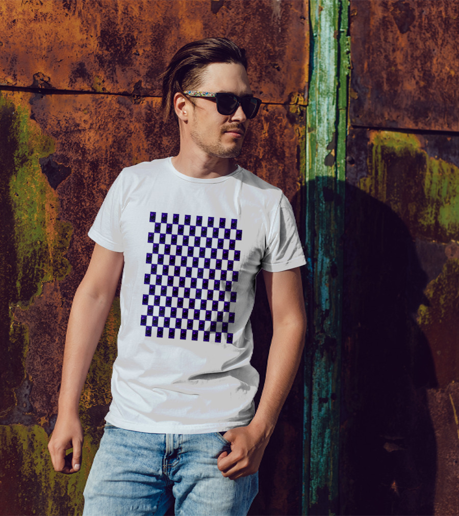 Purple Solar Eclipse Checkerboard Circles T-Shirt