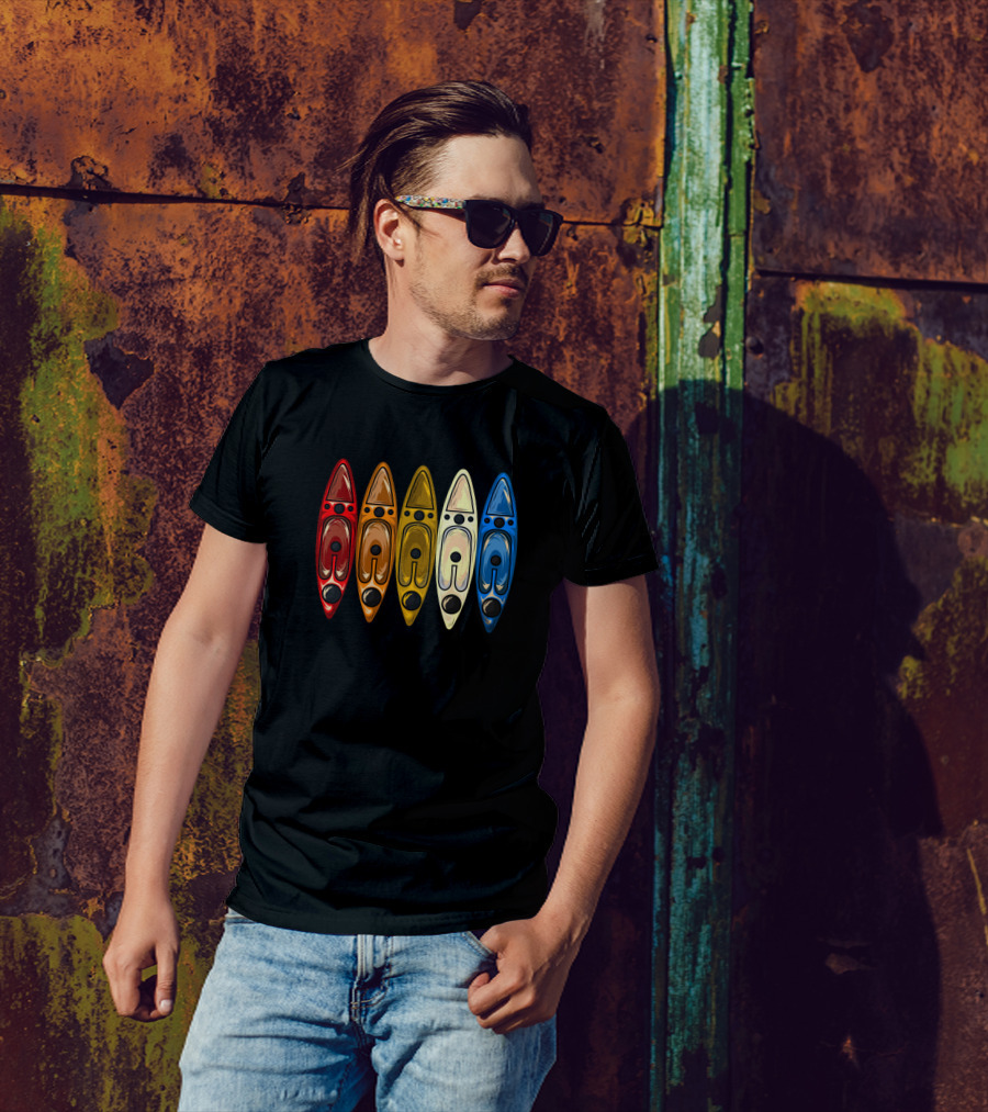 Retro 70S Kayaking Vintage 80S Kayak Colorful Rows T-Shirt