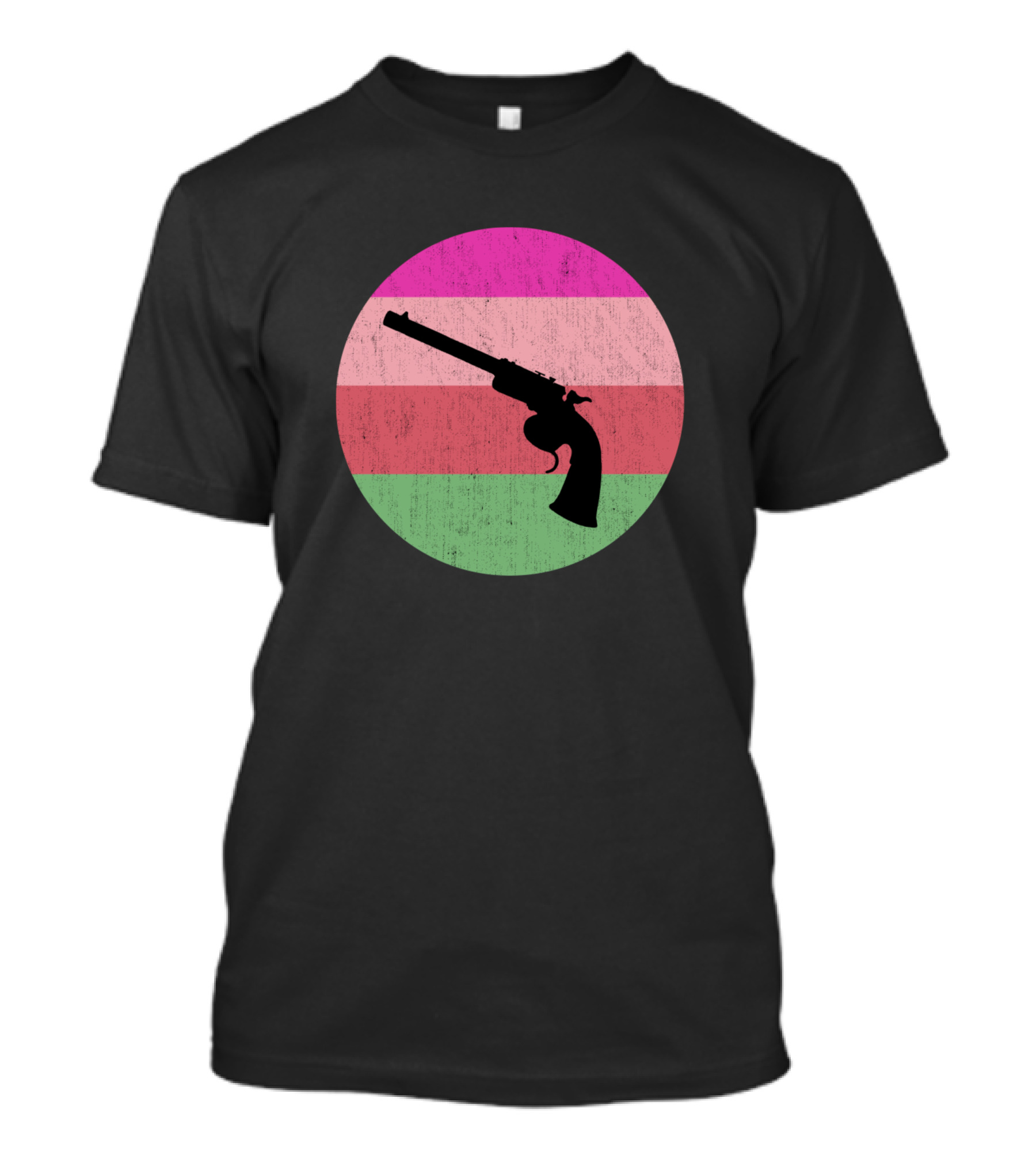 Retro Gun Vintage Striped Circle T-Shirt
