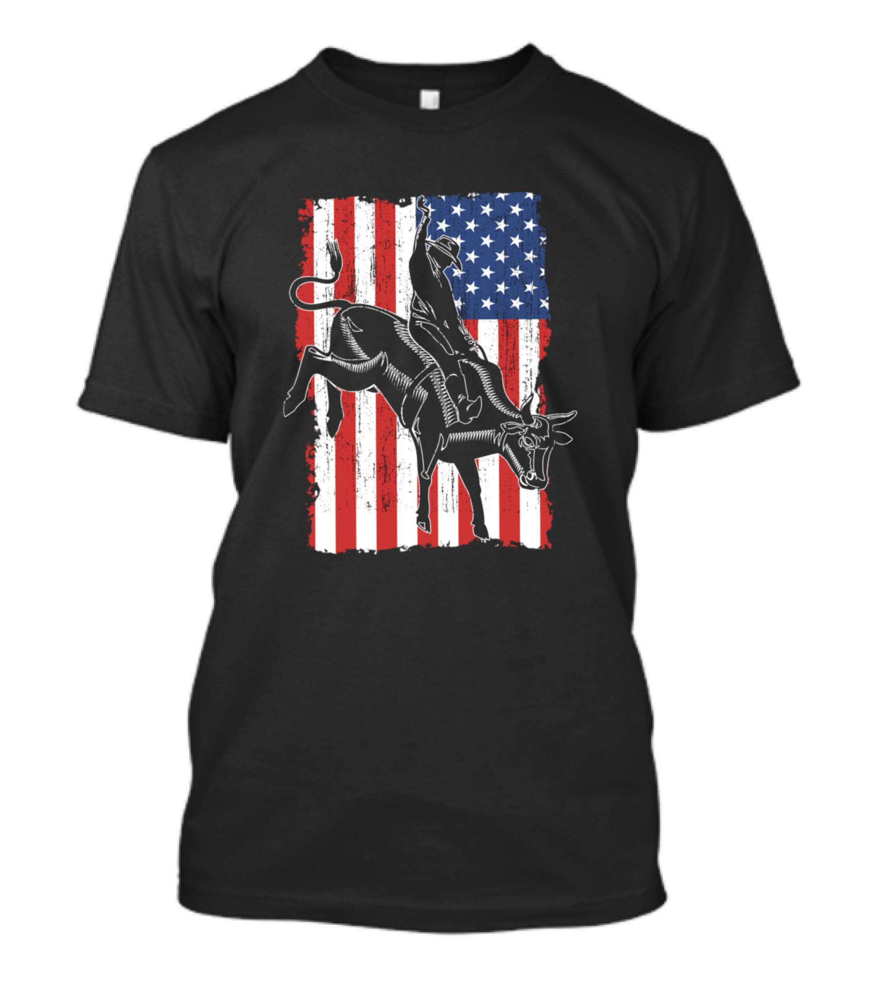 Rodeo Bull Rider American Flag T-Shirt