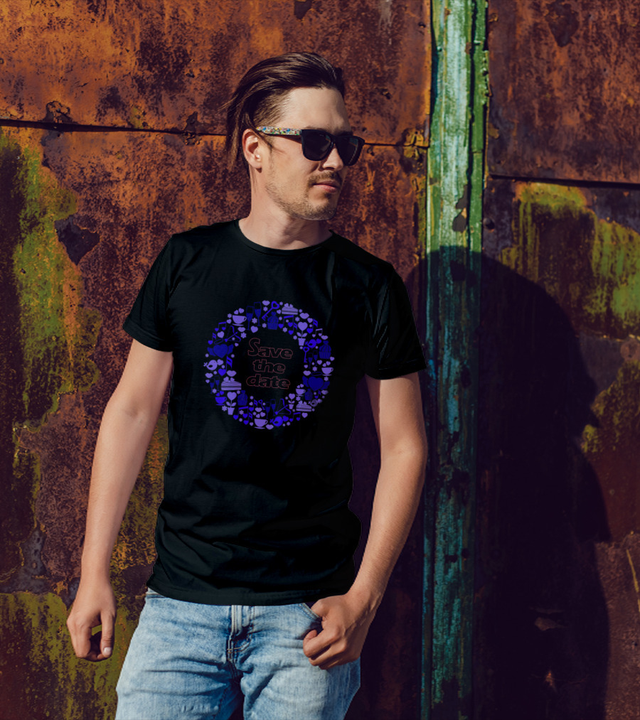 Save The Date Heart Music Cup Wreath T-Shirt