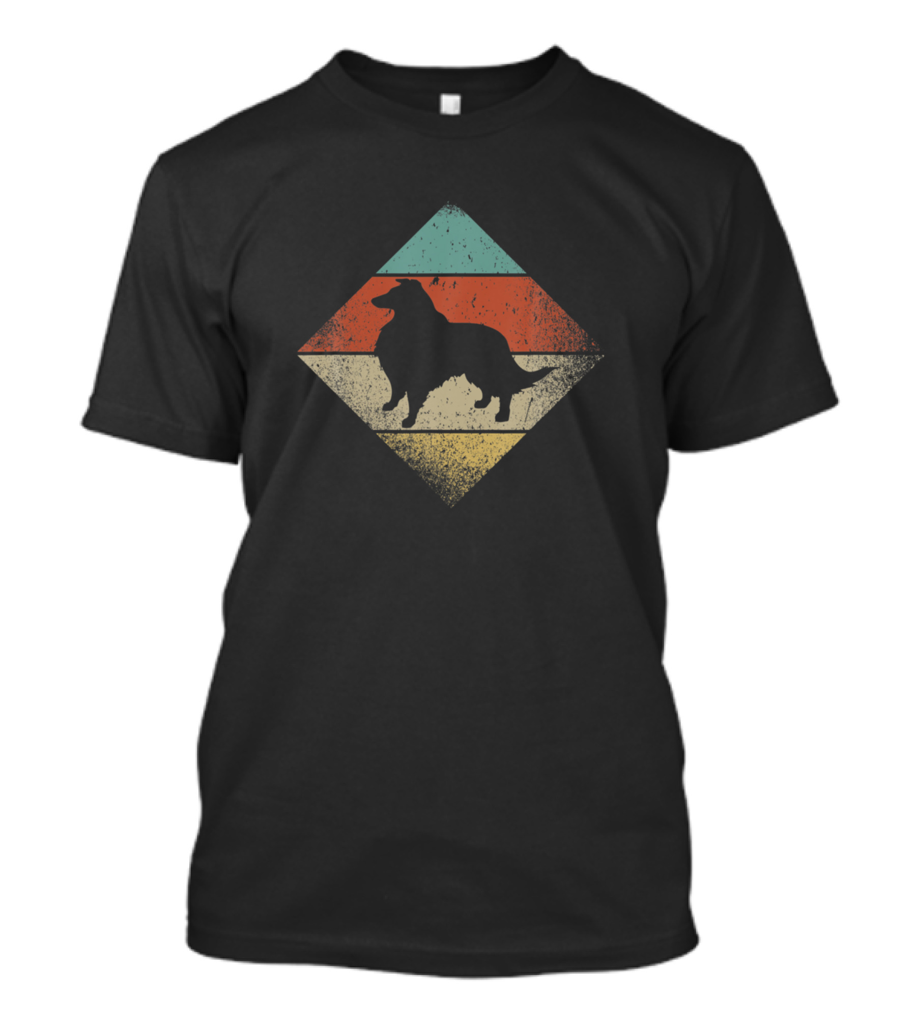 Shetland Sheepdog Silhouette Retro 1970s Dog Breed T-Shirt