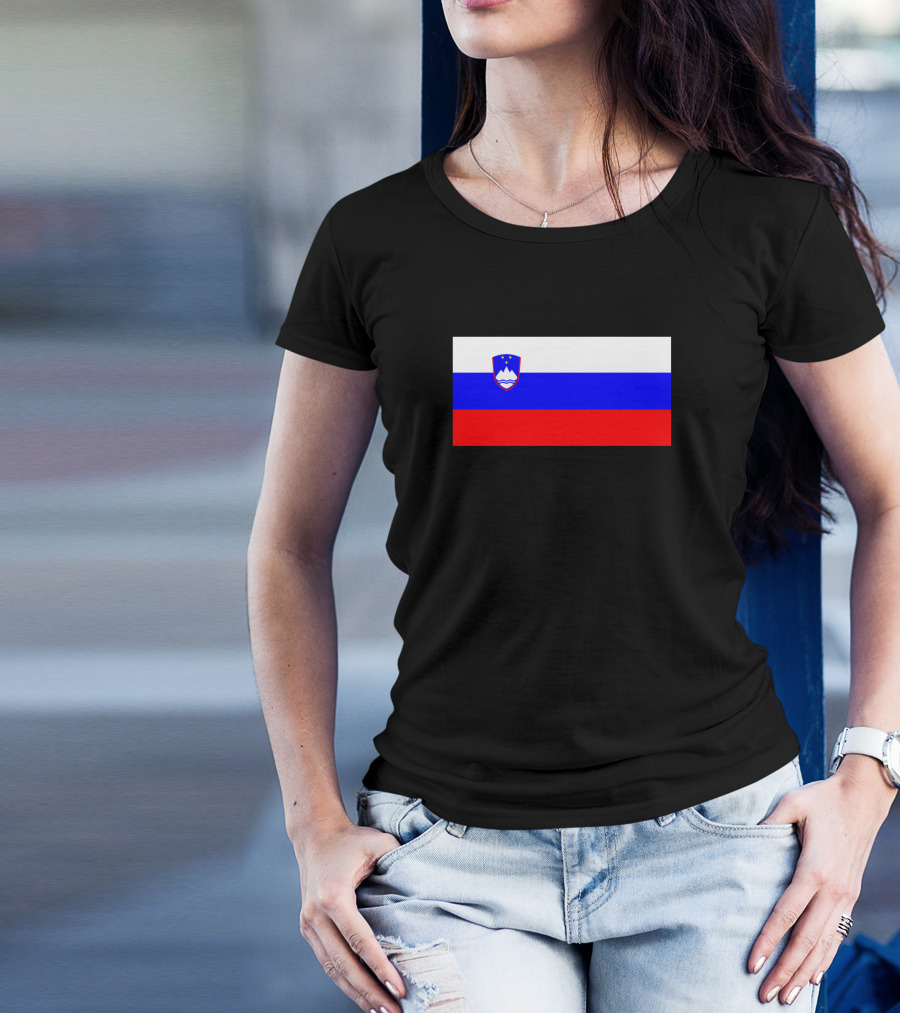 Slovenia National Flag With Coat Of Arms T-Shirt