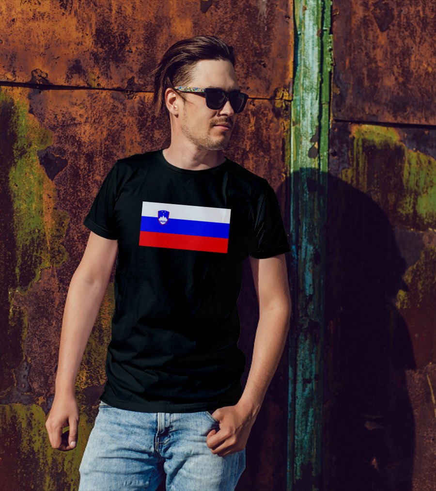 Slovenia National Flag With Coat Of Arms T-Shirt