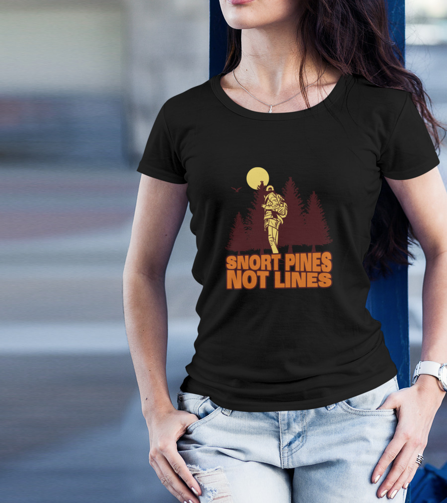 Snort Pines Not Lines Vintage Scout Retro Backpacking Camping Forest Adventure T-Shirt