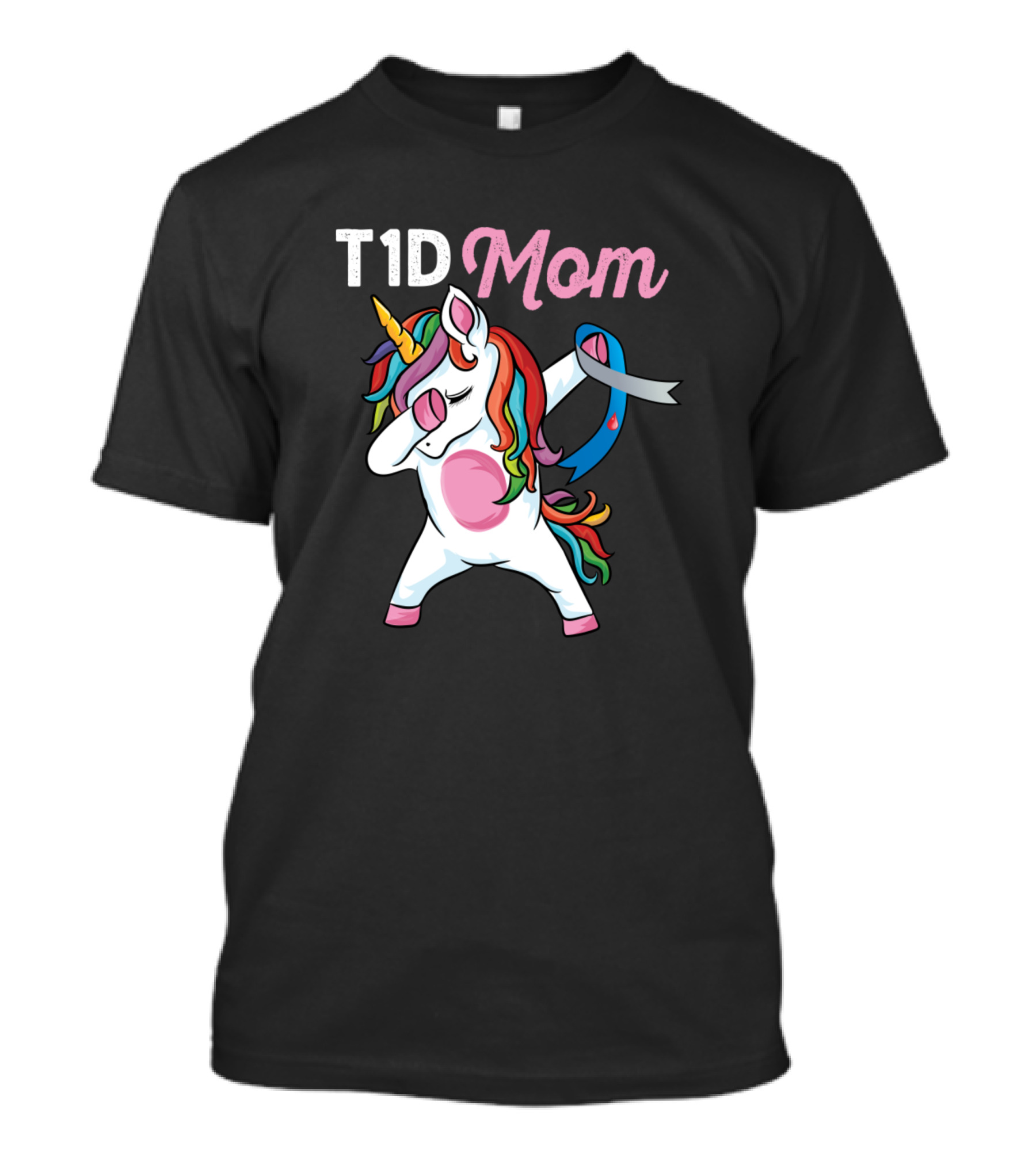 T1D Mom Unicorn With Diabetes Awareness T-Shirt