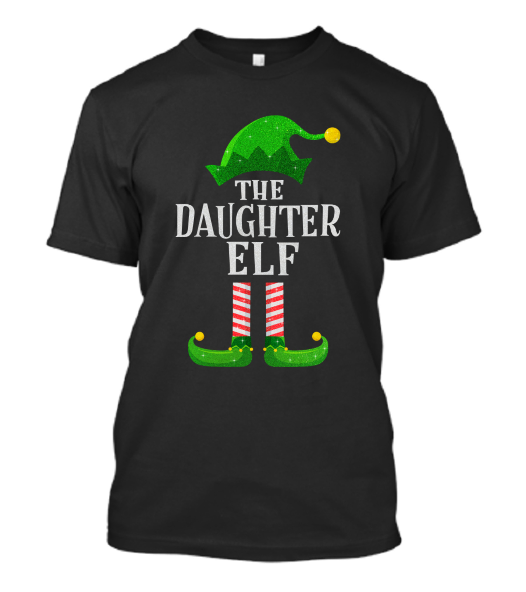 THE DAUGHTER ELF GREEN HAT STRIPED STOCKINGS FAMILY MATCHING GROUP HOLIDAY T-Shirt