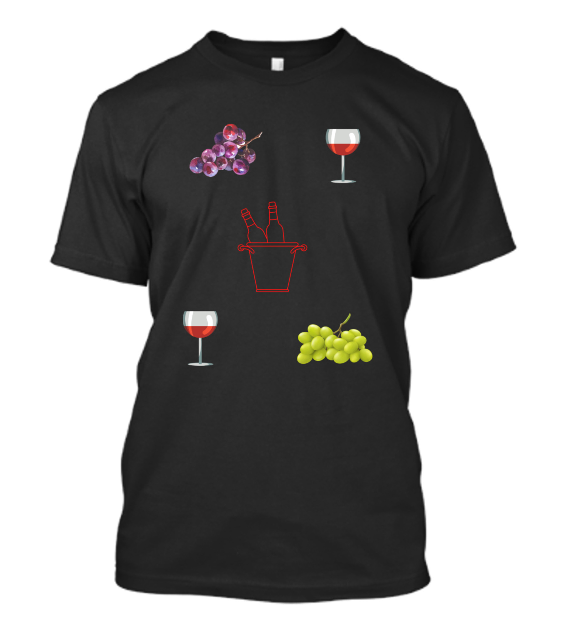 Wine Pale Grapes And Glasses Basket T-Shirt