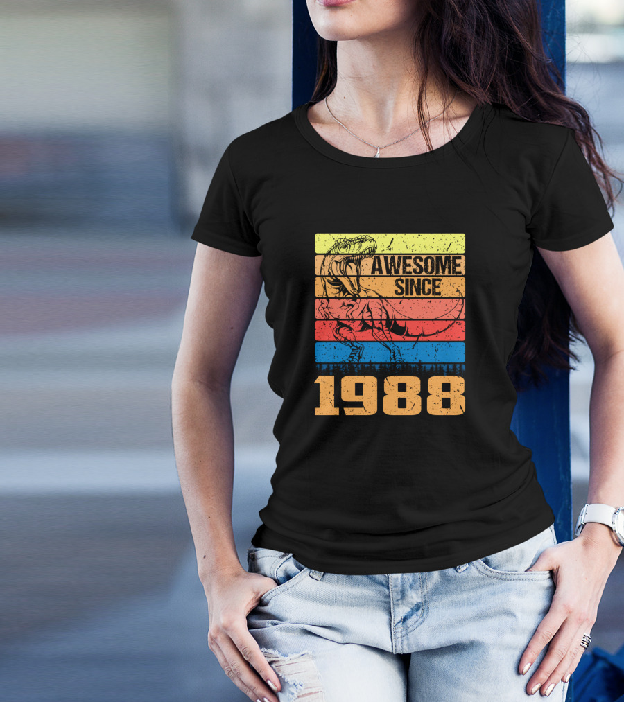 Awesome Since 1988 Dinosaur 32Nd Birthday T-Shirt