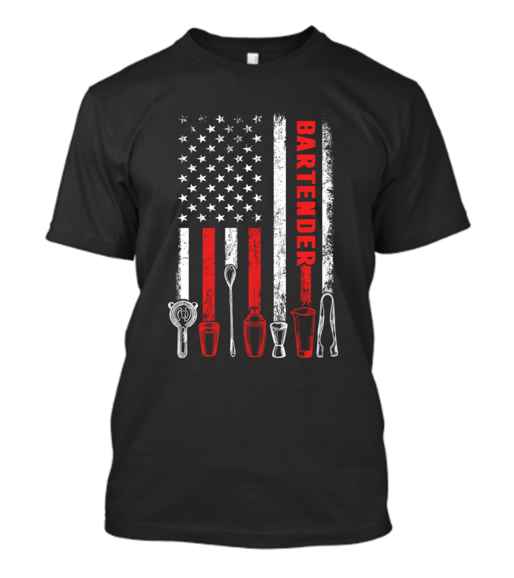 American Flag Bartender Tools T-Shirt