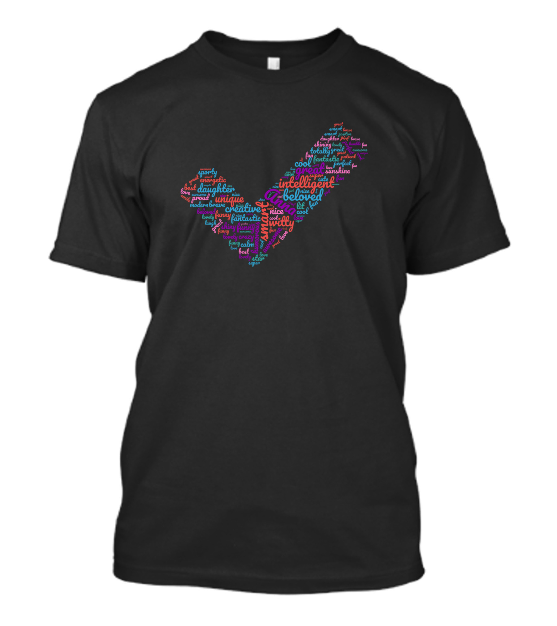 Anna Beloved Unique Creative Intelligent Sunshine Wordcloud Checkmark T-Shirt