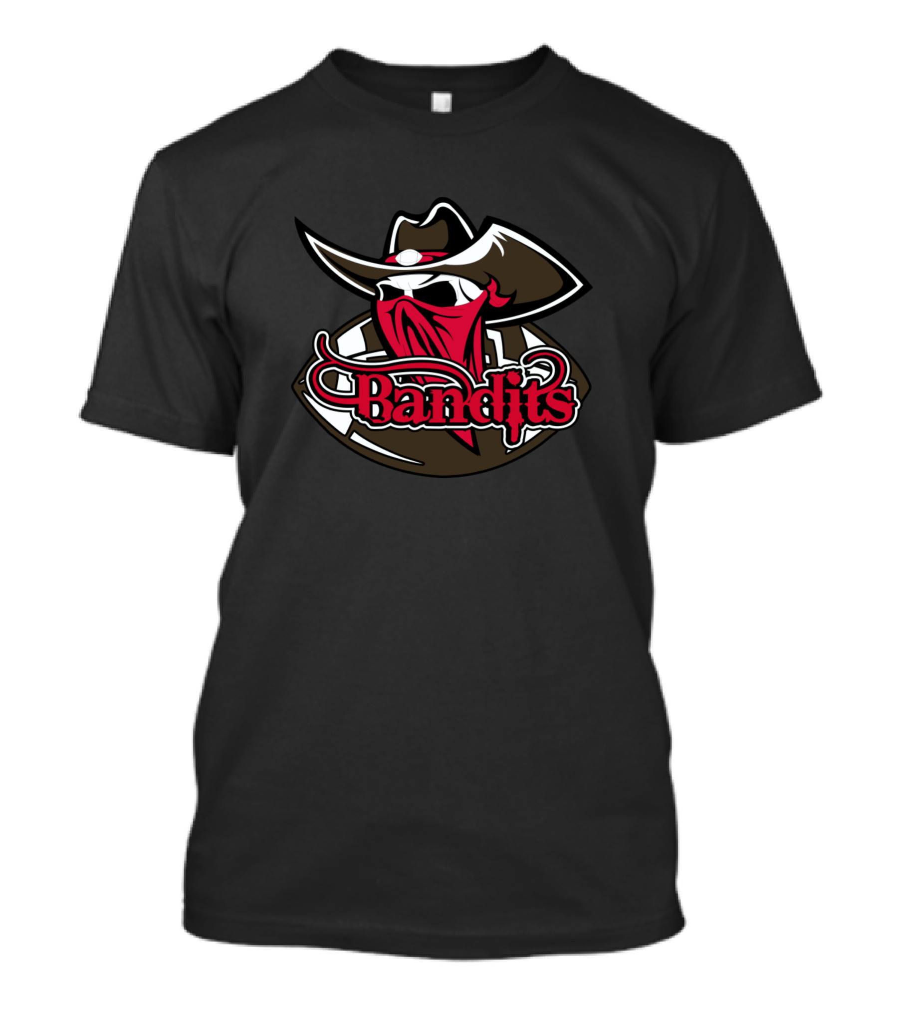 Bandits Football Cowboy Hat And Red Bandana Emblem T-Shirt