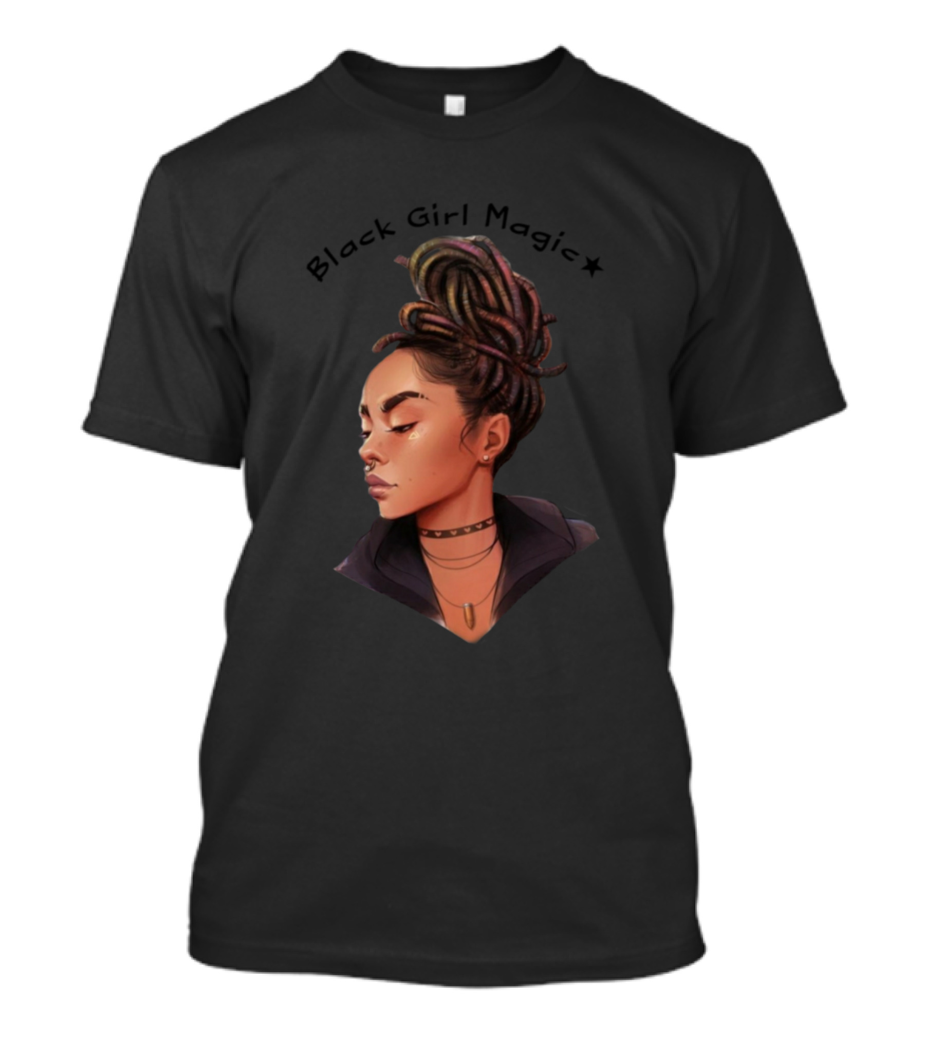 Black Girl Magic Dreadlocks Confident Portrait Afrocentric Beauty T-Shirt