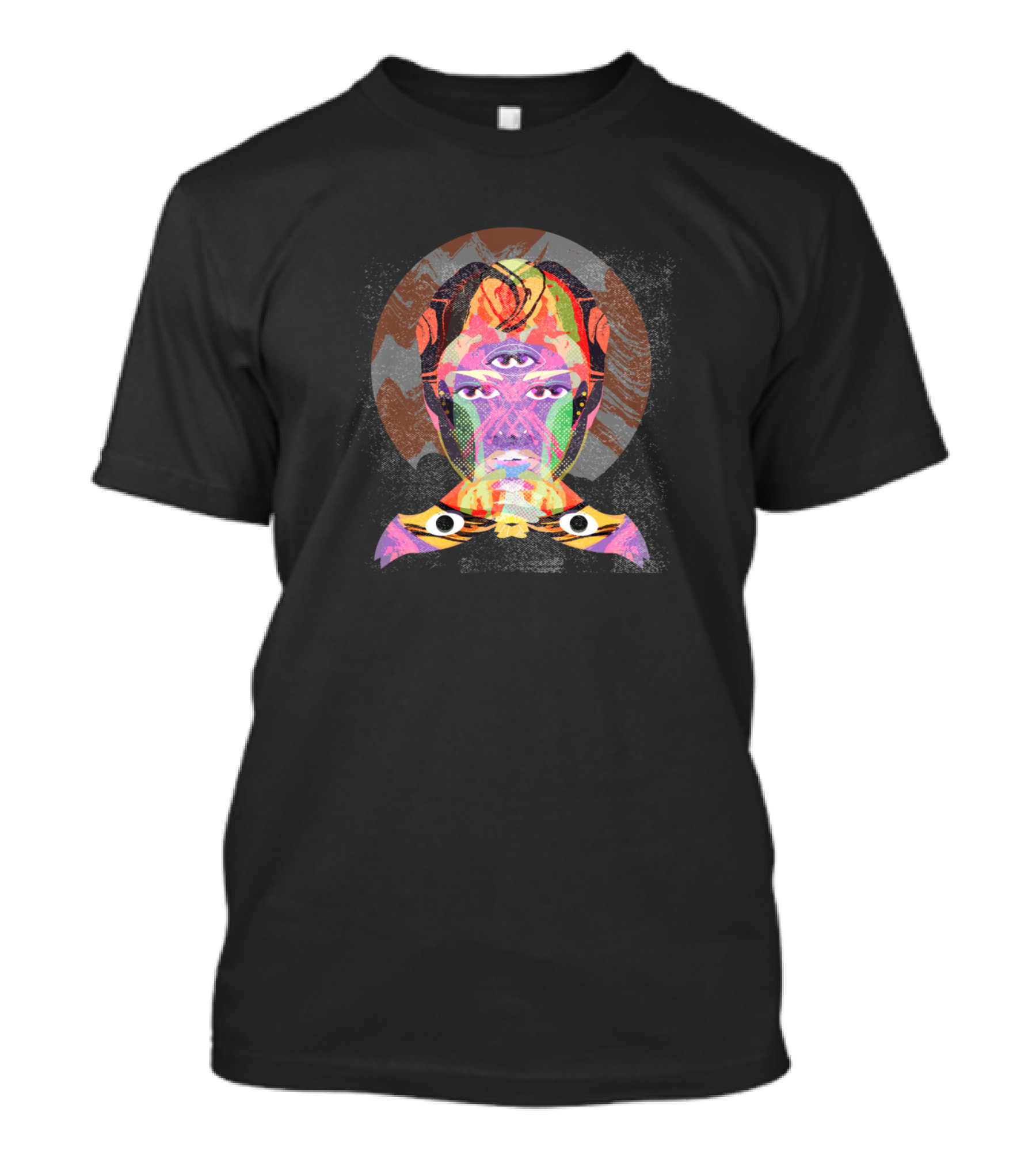 Blurry Psychedelic Third Eye Visionary Face With Abstract Elements T-Shirt