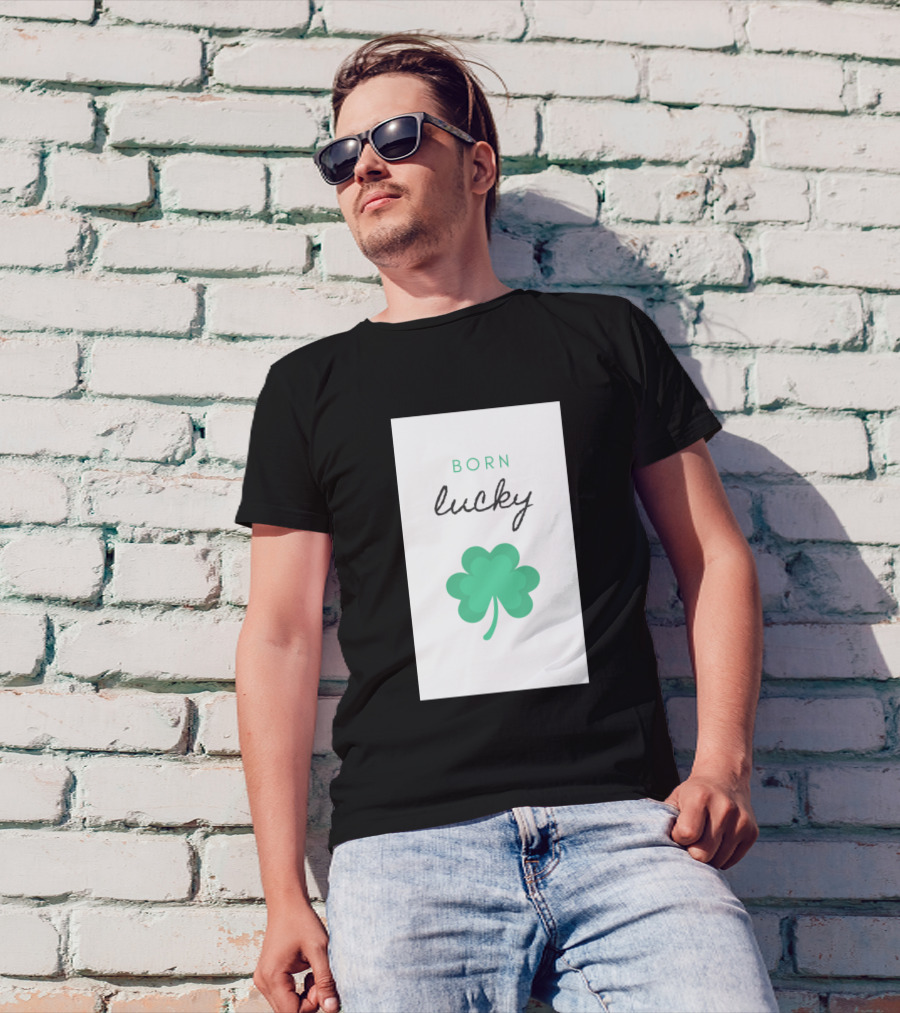 BORN LUCKY Shamrock Emblem T-Shirt