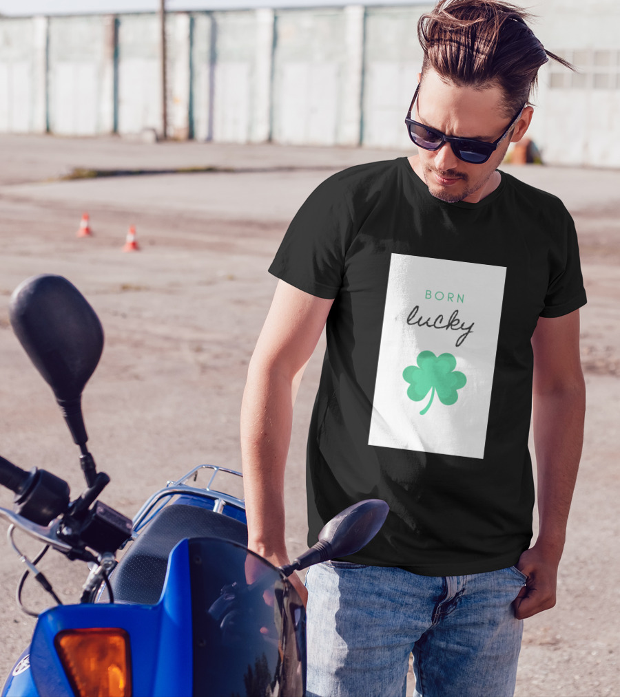 BORN LUCKY Shamrock Emblem T-Shirt