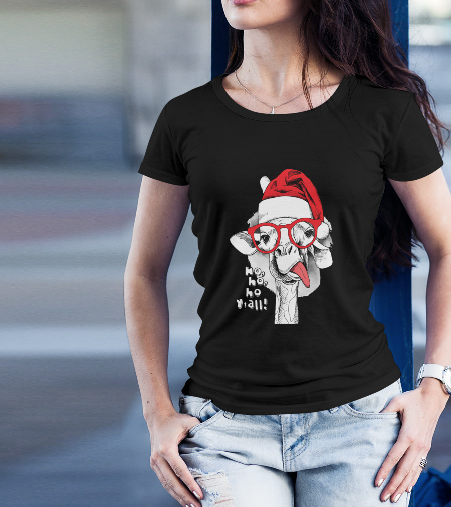Ho Ho Ho Y'all Christmas Giraffe T-Shirt