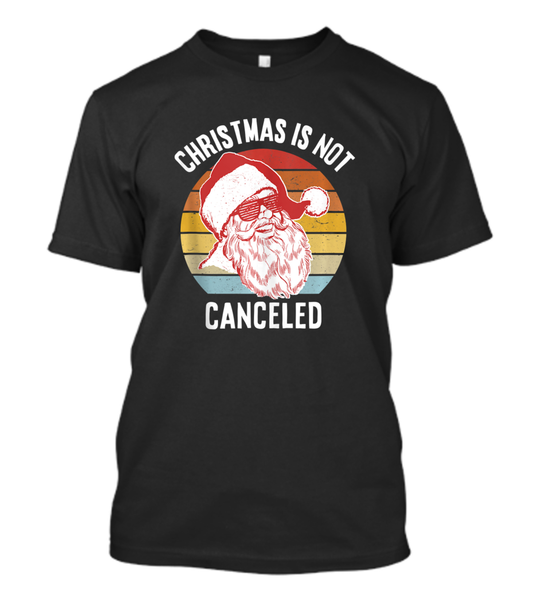Christmas Is Not Canceled Santa With Retro Rainbow Stripes T-Shirt