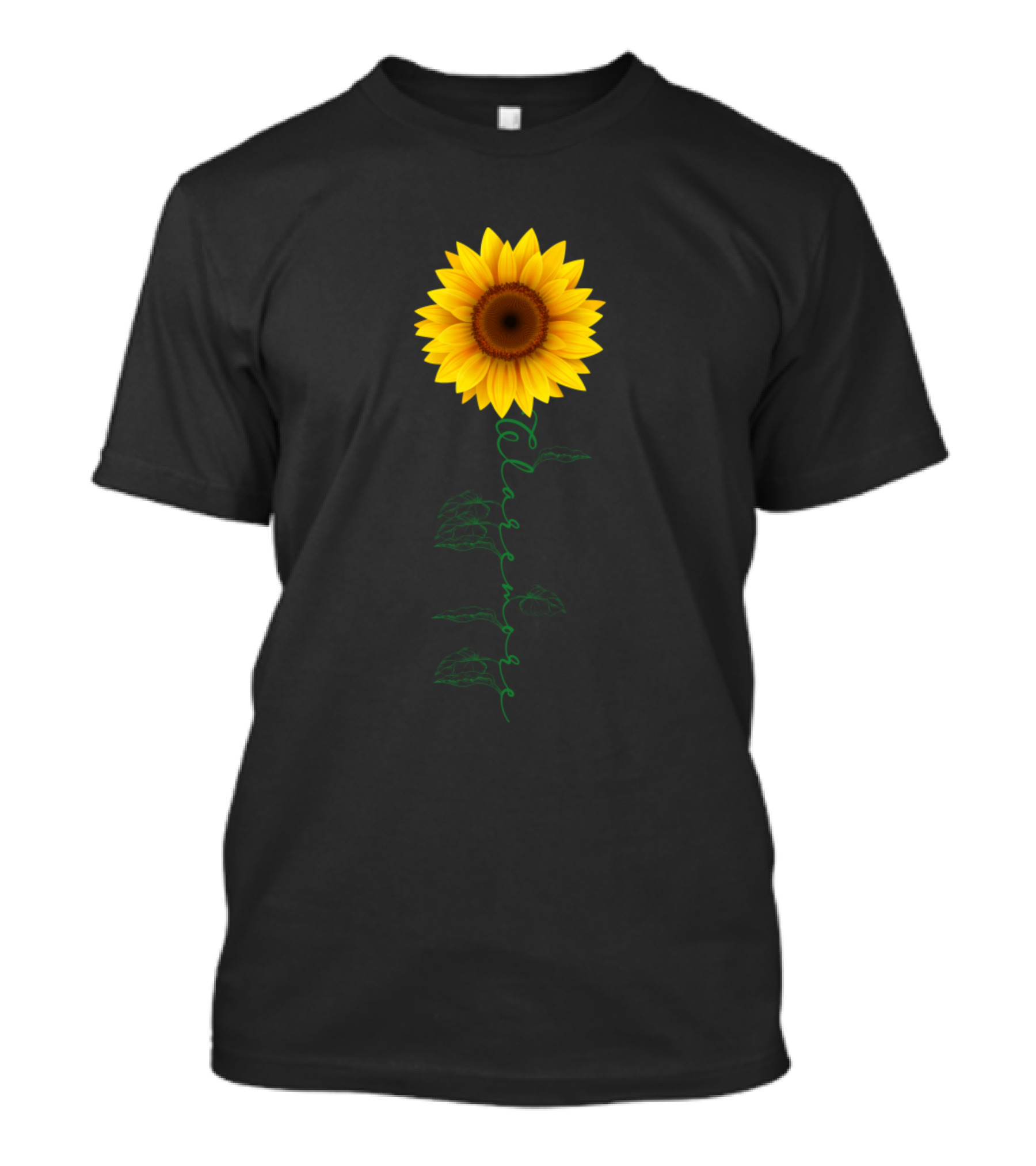 Claremore Sunflower With Stem Text T-Shirt