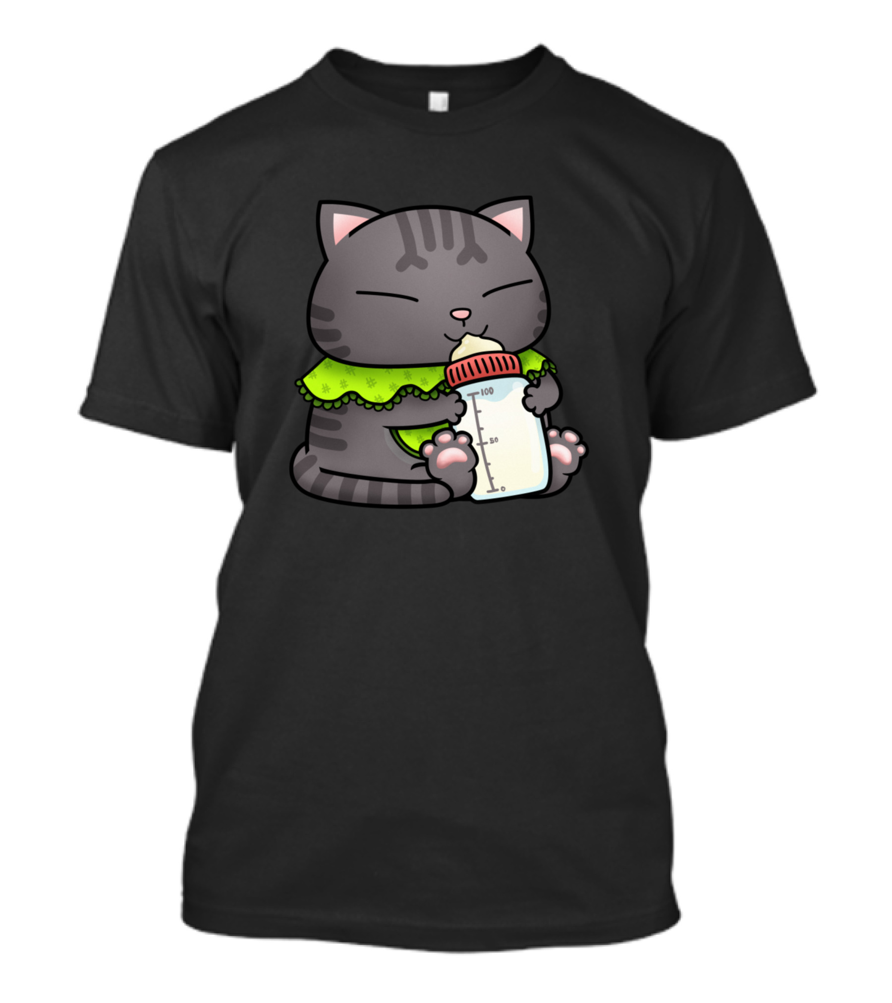 Cute Tabby Baby Cat With Bottle T-Shirt