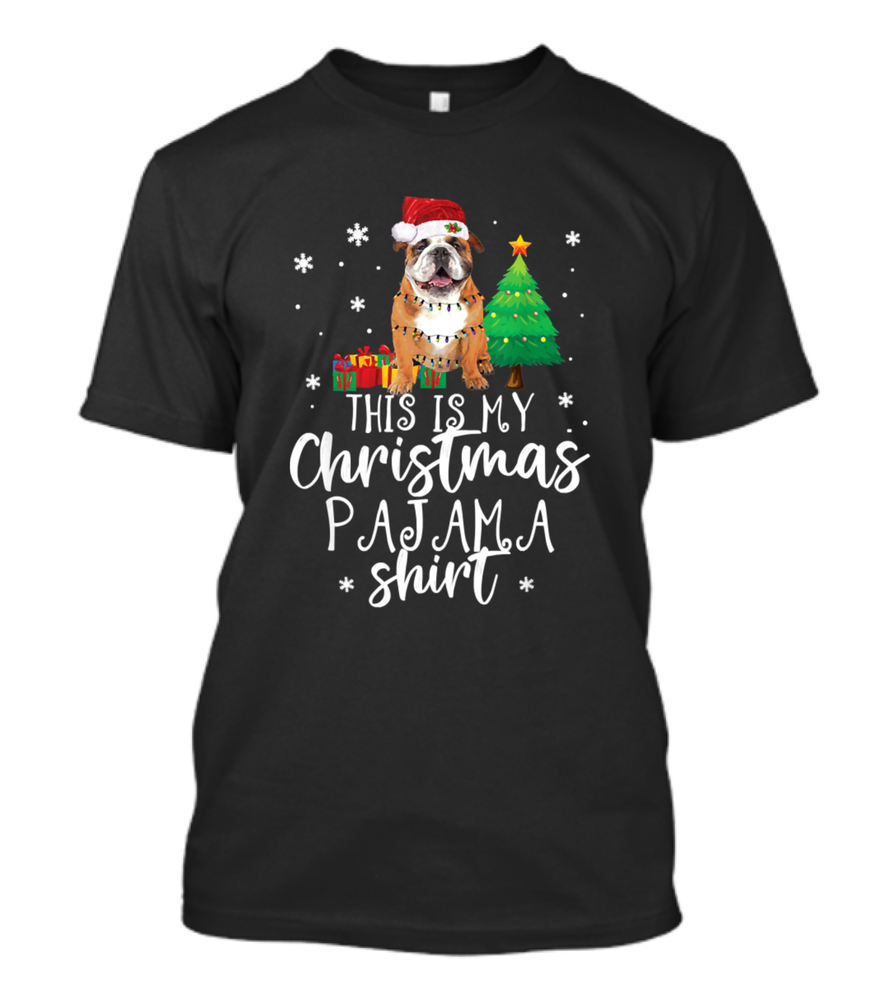 This Is My Christmas Pajama Shirt Bulldog Santa Holiday T-Shirt