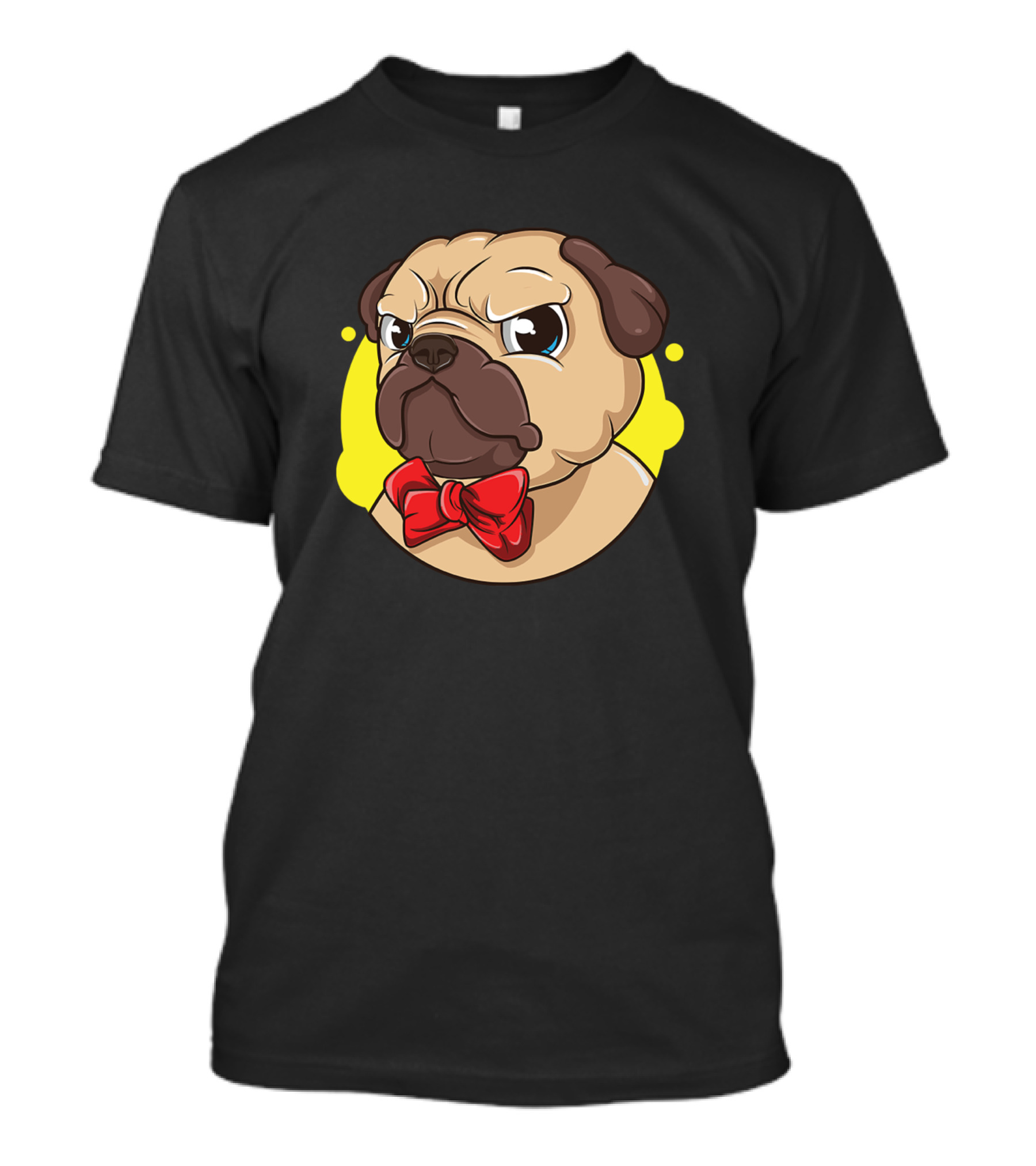 Dog Pug With Red Bow Tie T-Shirt