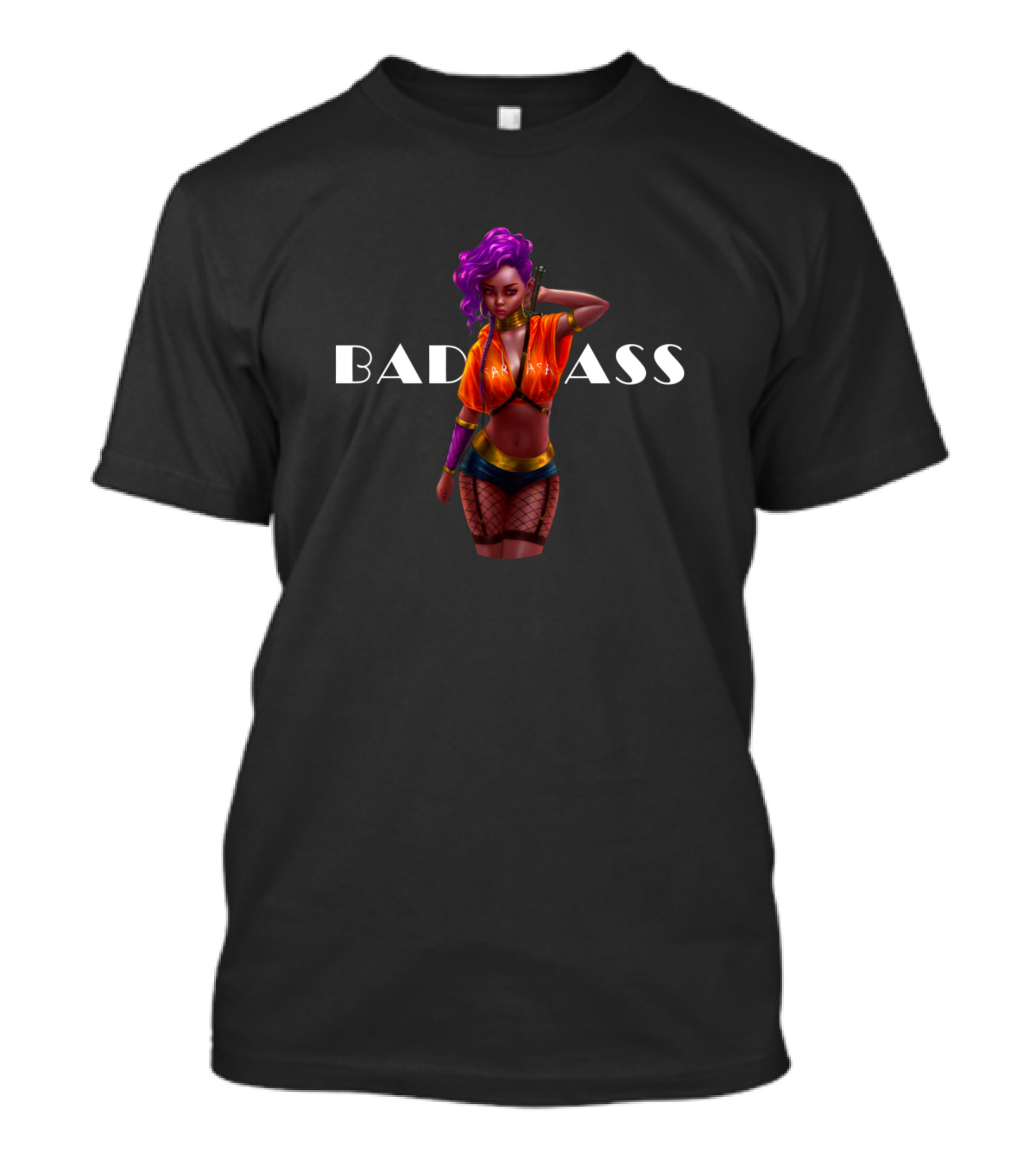 BADASS Drea Edgy Purple-Haired Character With Fishnet T-Shirt