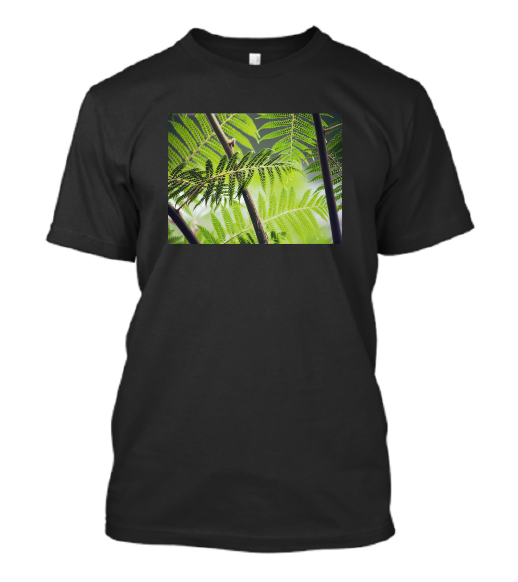 Green Leafs Fern Foliage Nature Botanical Forest Scene T-Shirt