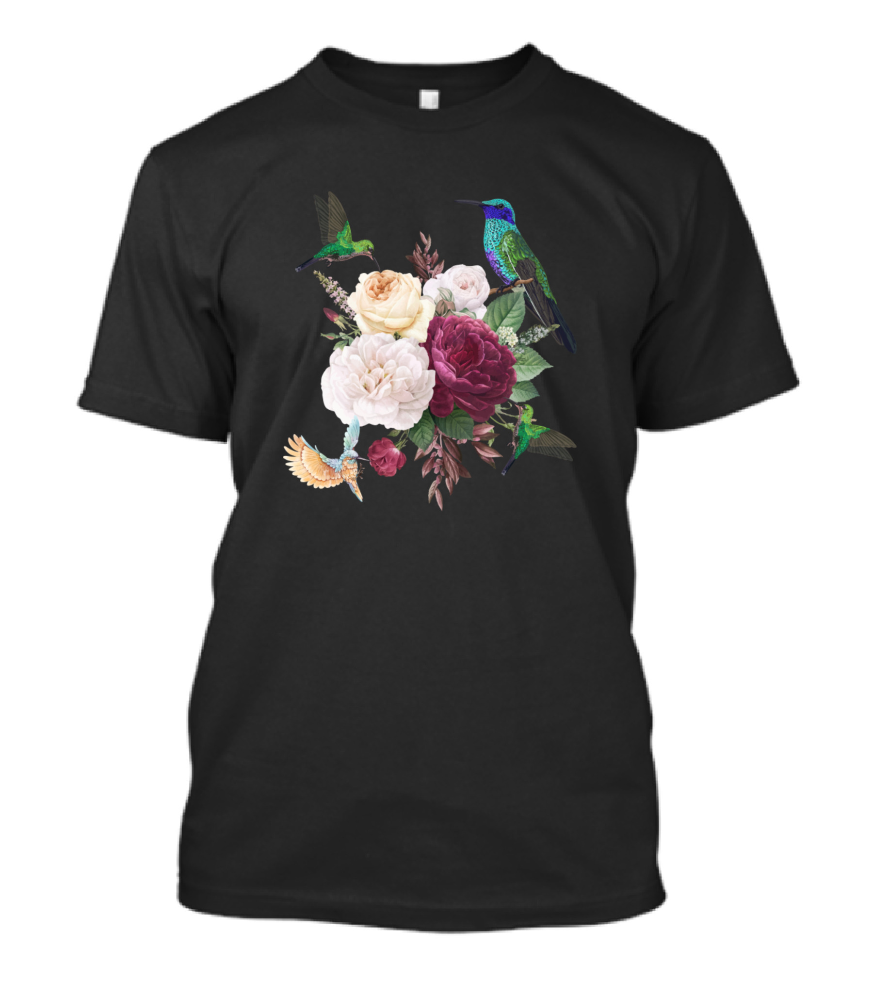 Hummingbird And Rose Bouquet Harmony T-Shirt