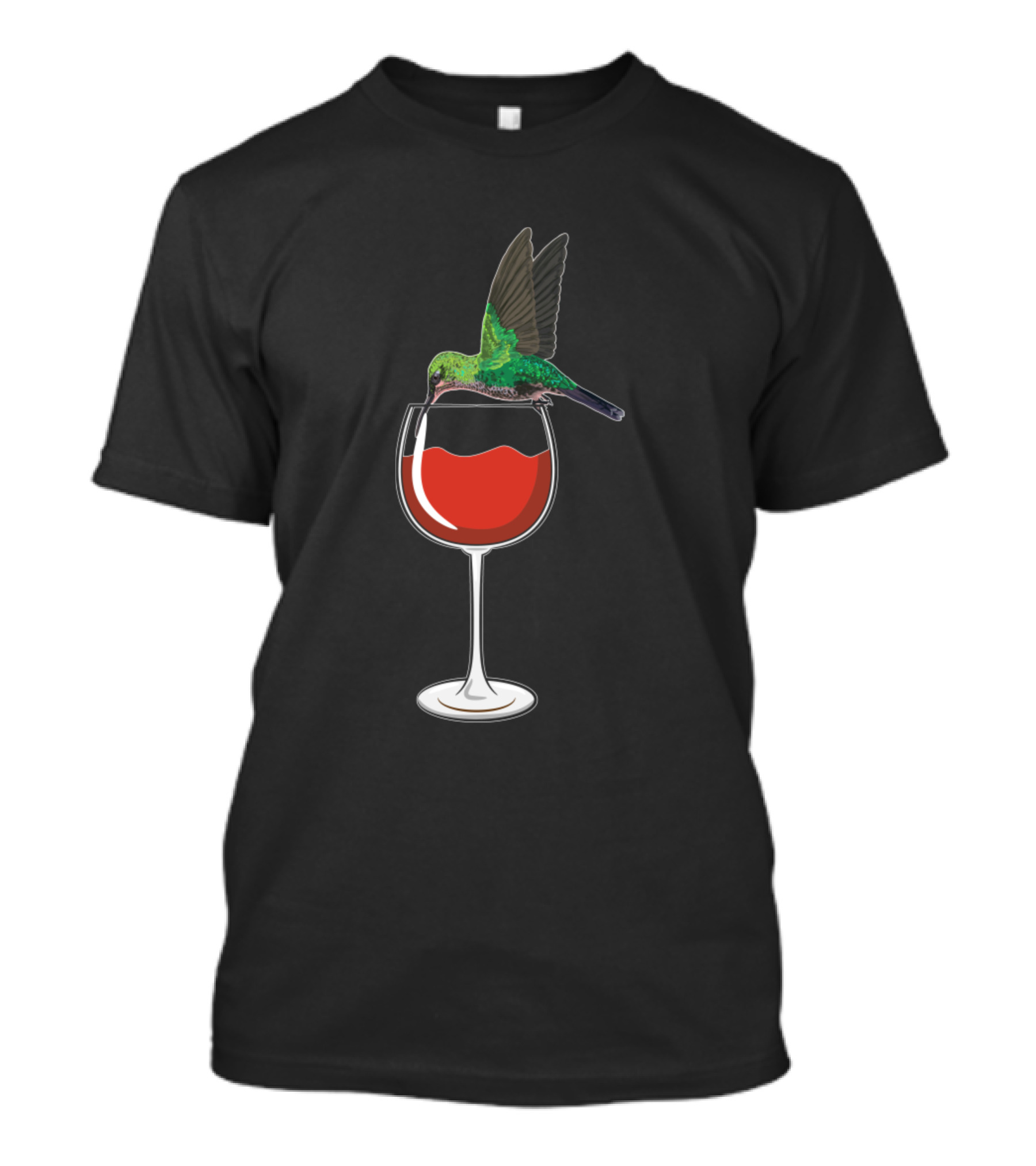 Hummingbird Red Wine Glass Bird Spirit Animal Wine T-Shirt