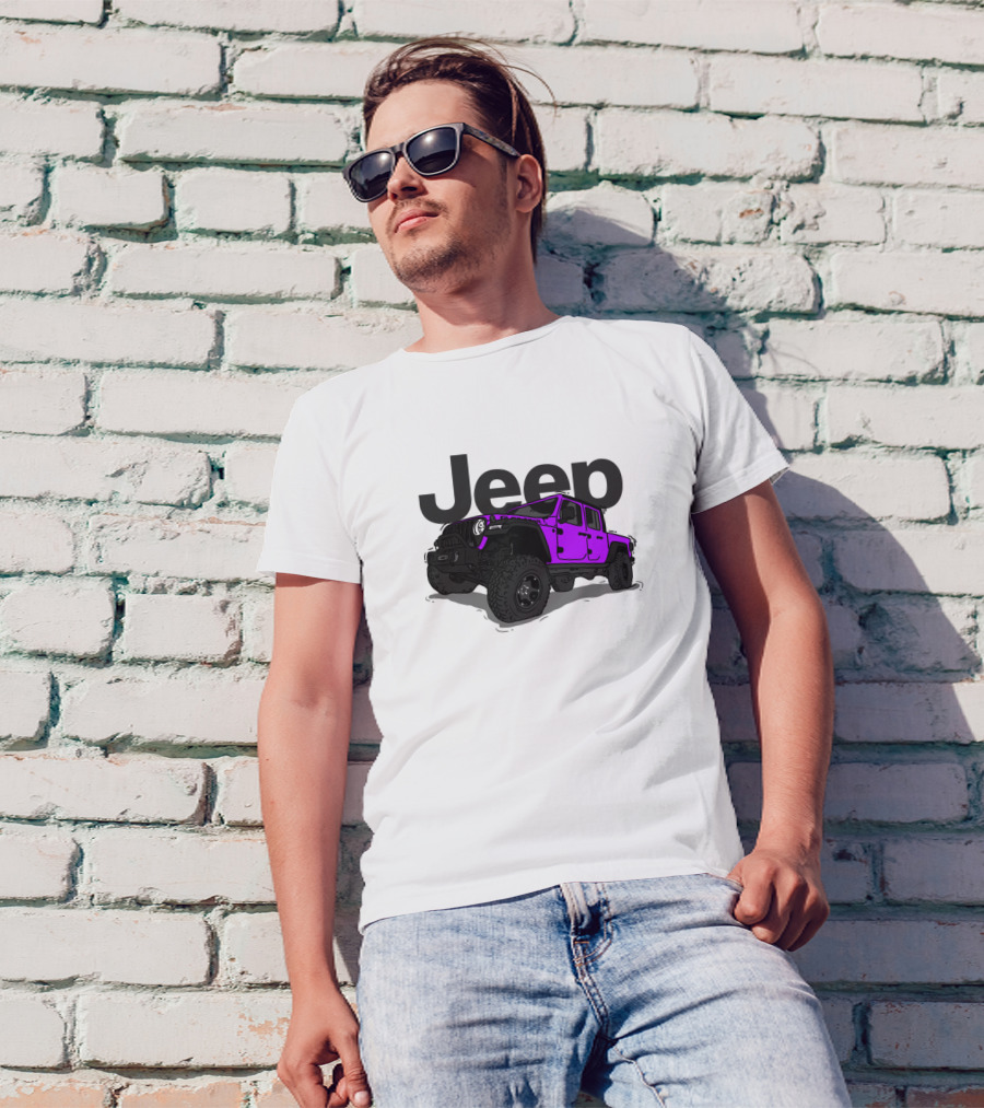 Purple Jeep Off-Road Adventure Scene T-Shirt