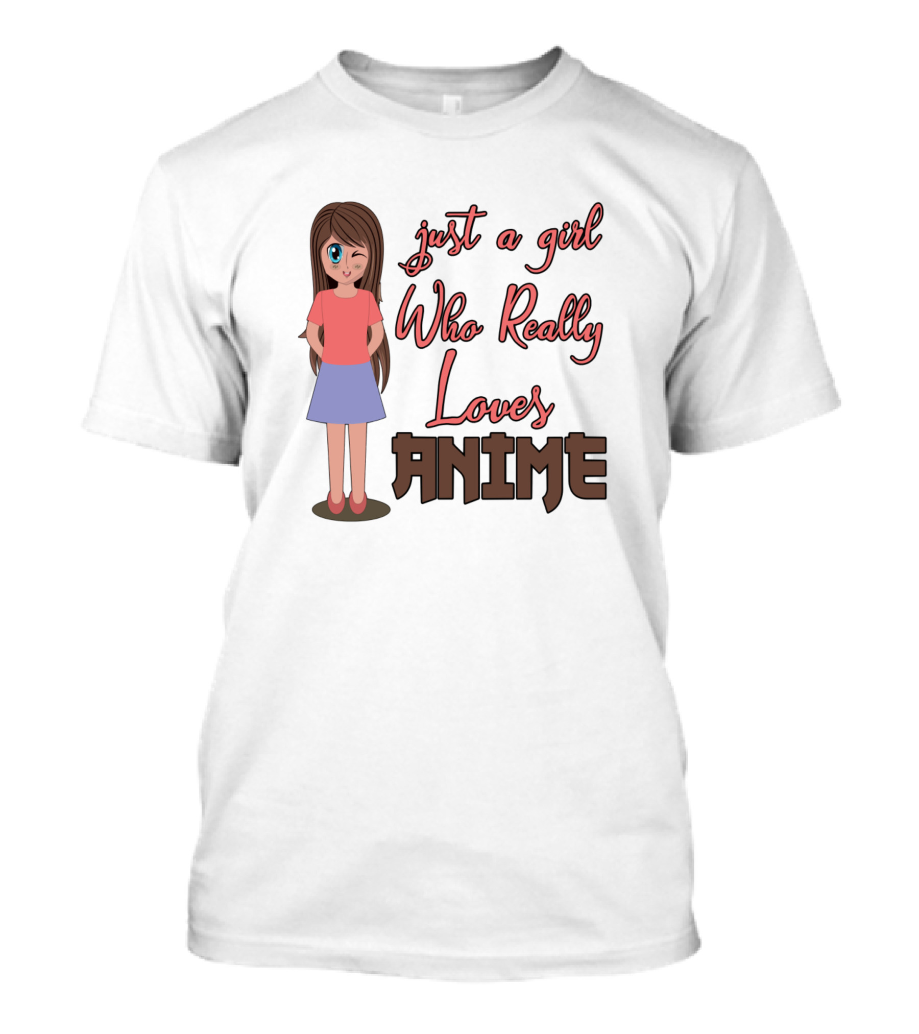 Just A Girl Who Really Loves Anime Winking Character T-Shirt