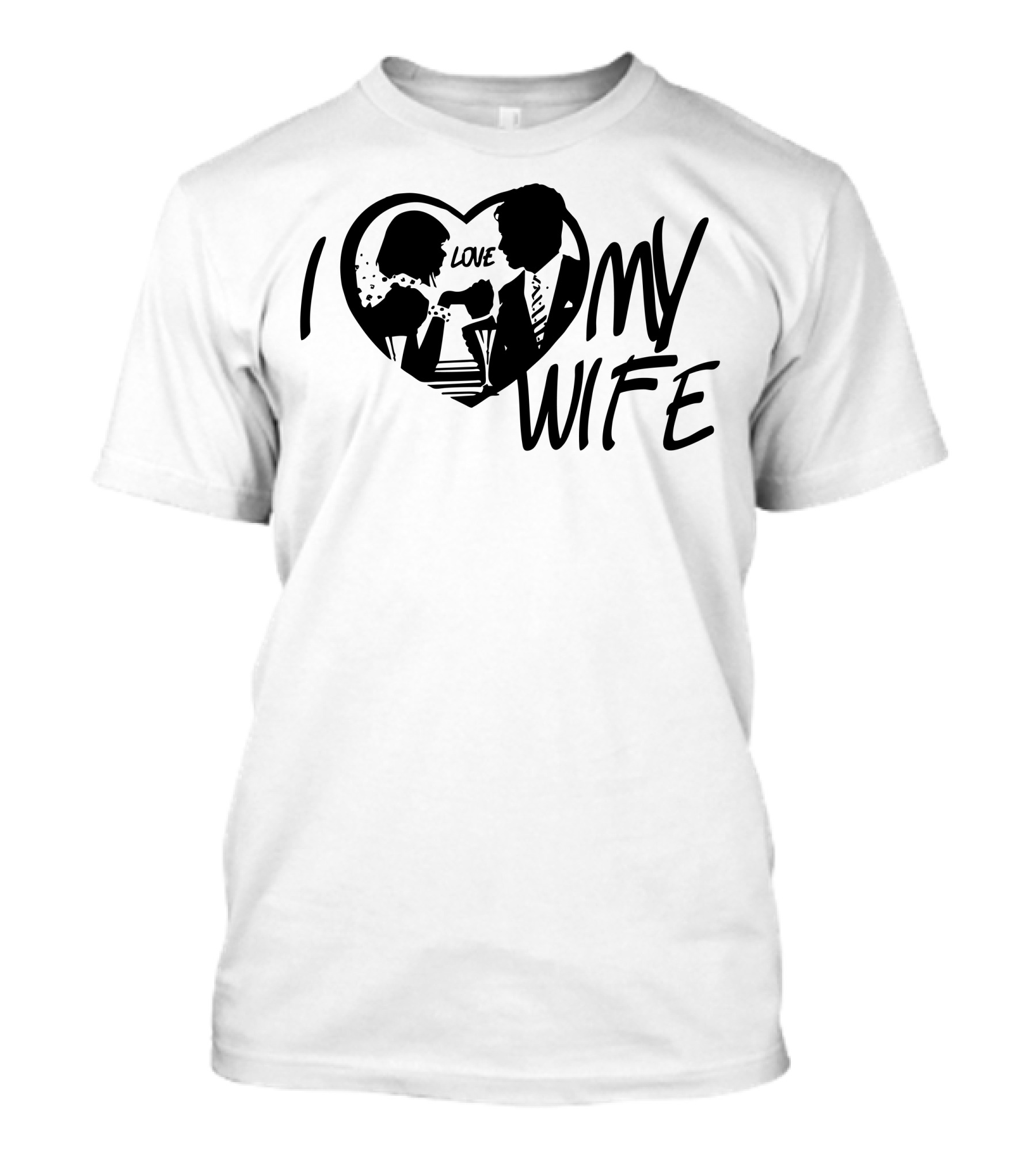 I Love My Wife Retro Couple Silhouette Heart T-Shirt