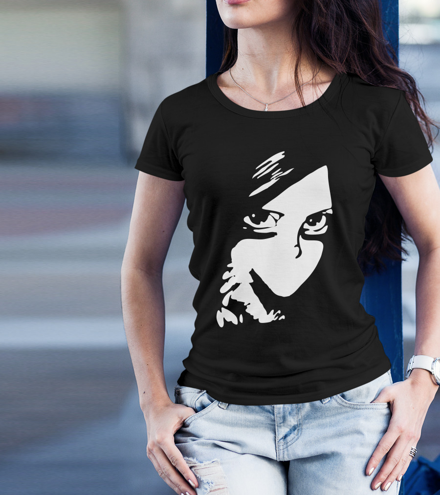 Just One Kiss Mysterious Black And White Face T-Shirt