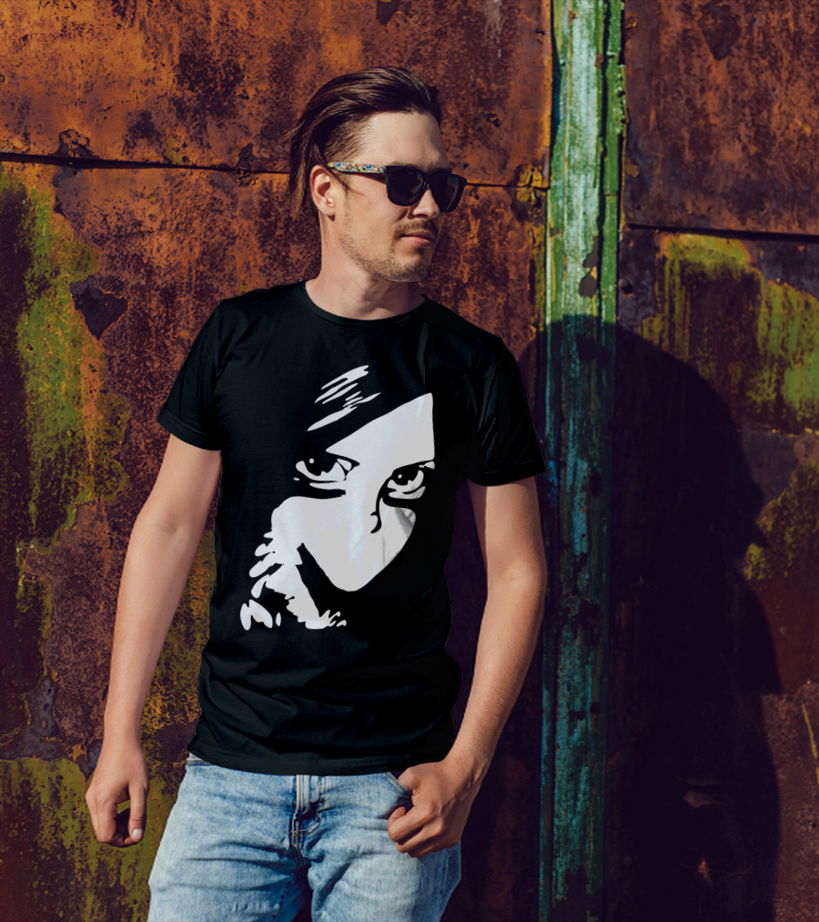 Just One Kiss Mysterious Black And White Face T-Shirt
