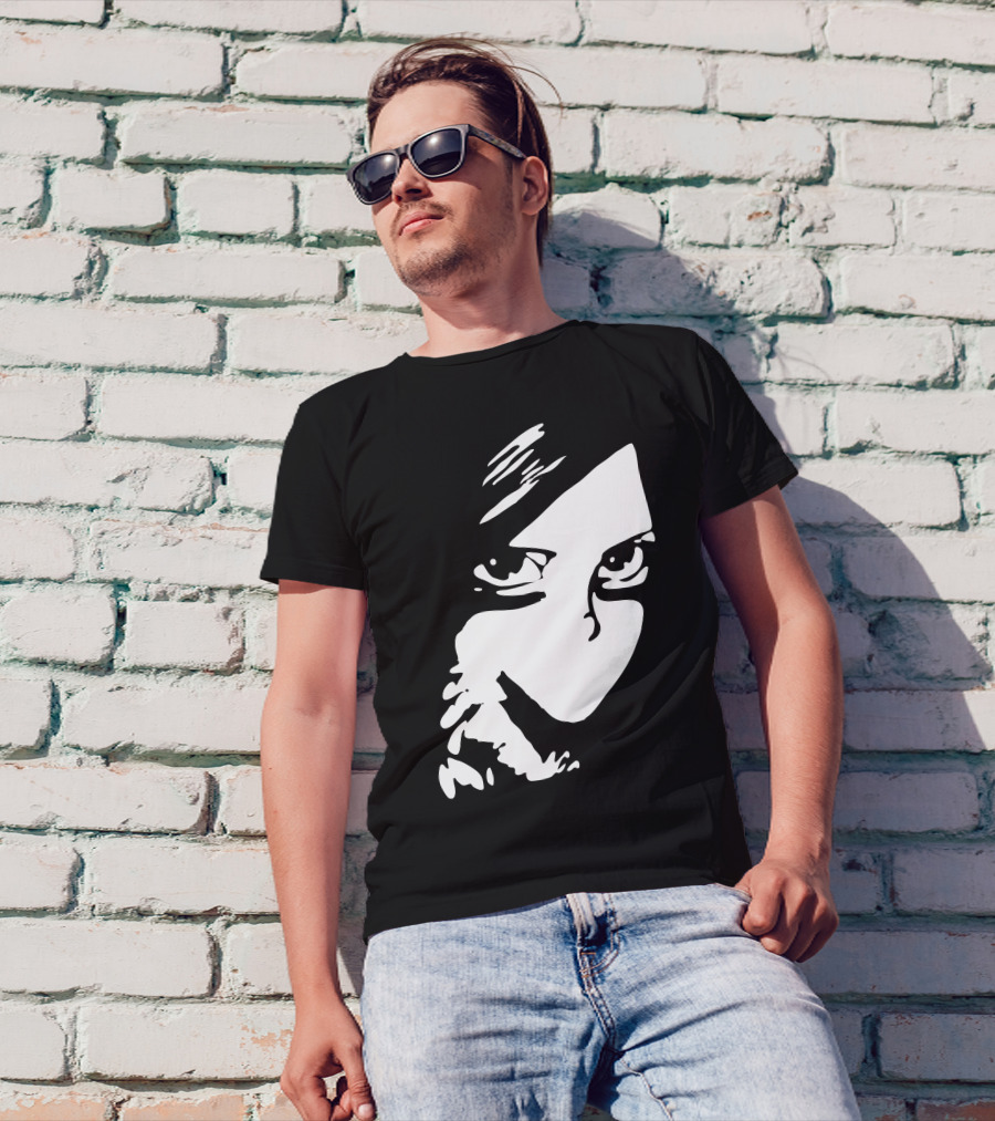 Just One Kiss Mysterious Black And White Face T-Shirt