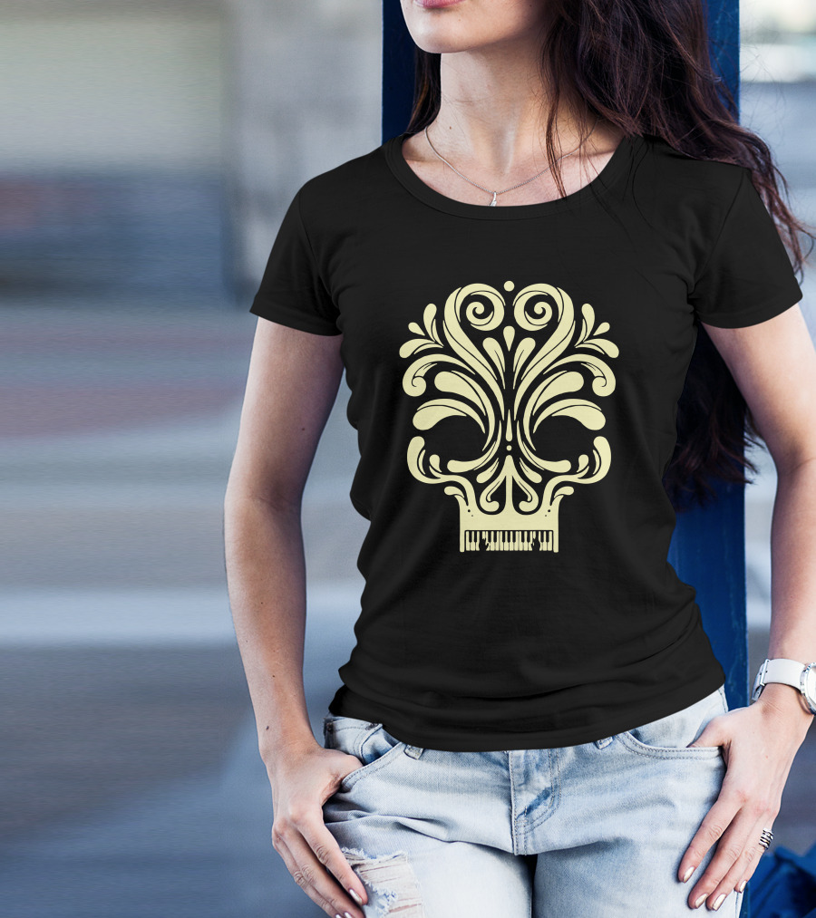 Killer Tune Skull Piano Keys T-Shirt