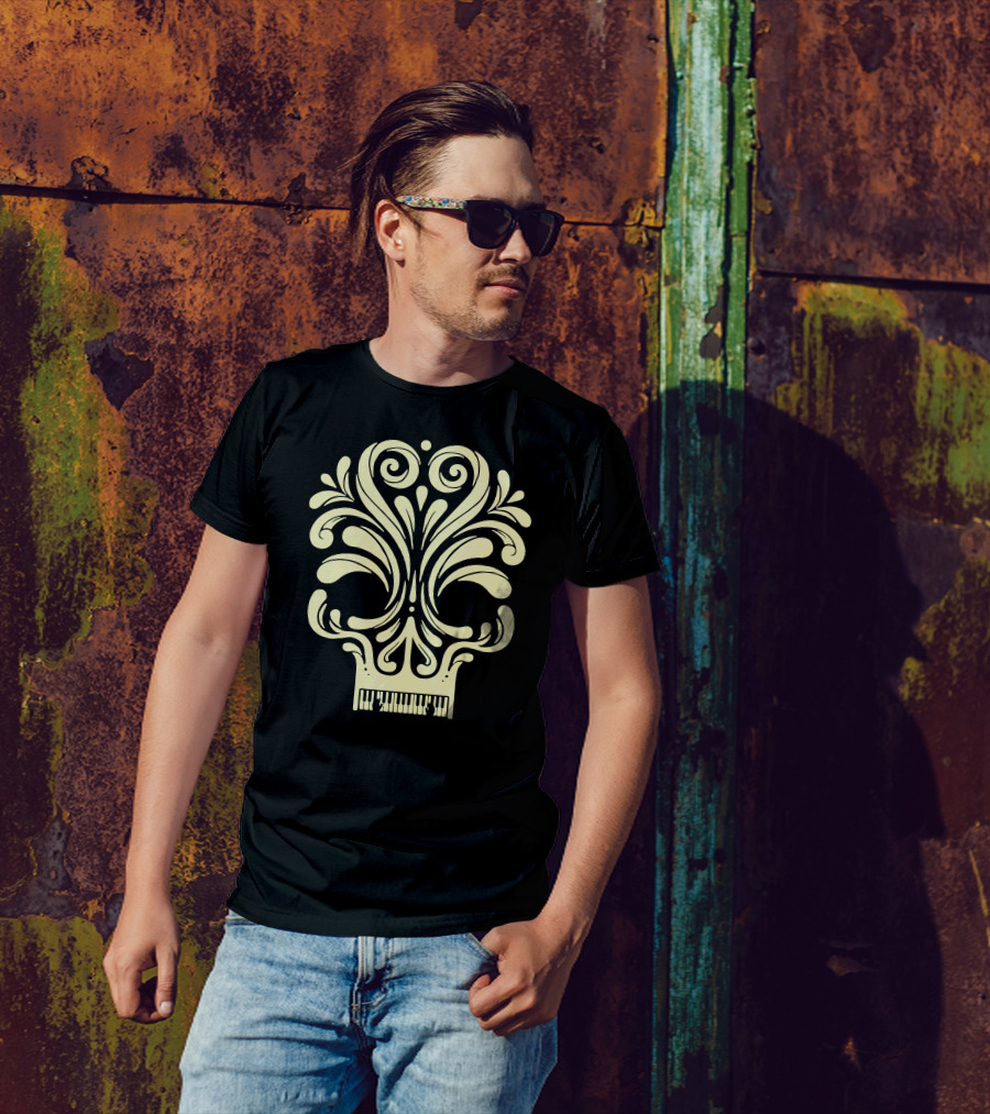 Killer Tune Skull Piano Keys T-Shirt