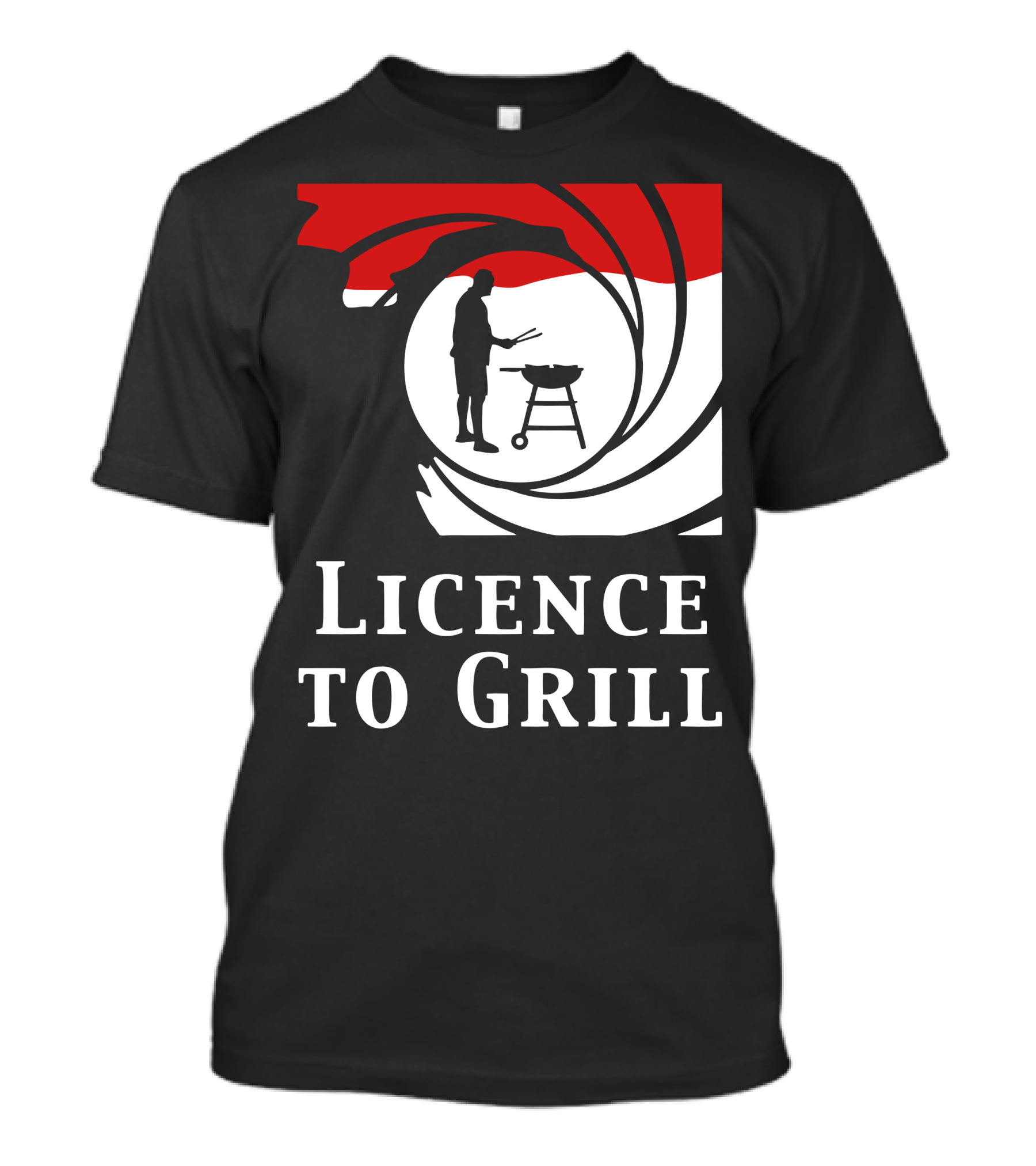 Licence To Grill Silhouette Circle Barbecue Scene T-Shirt