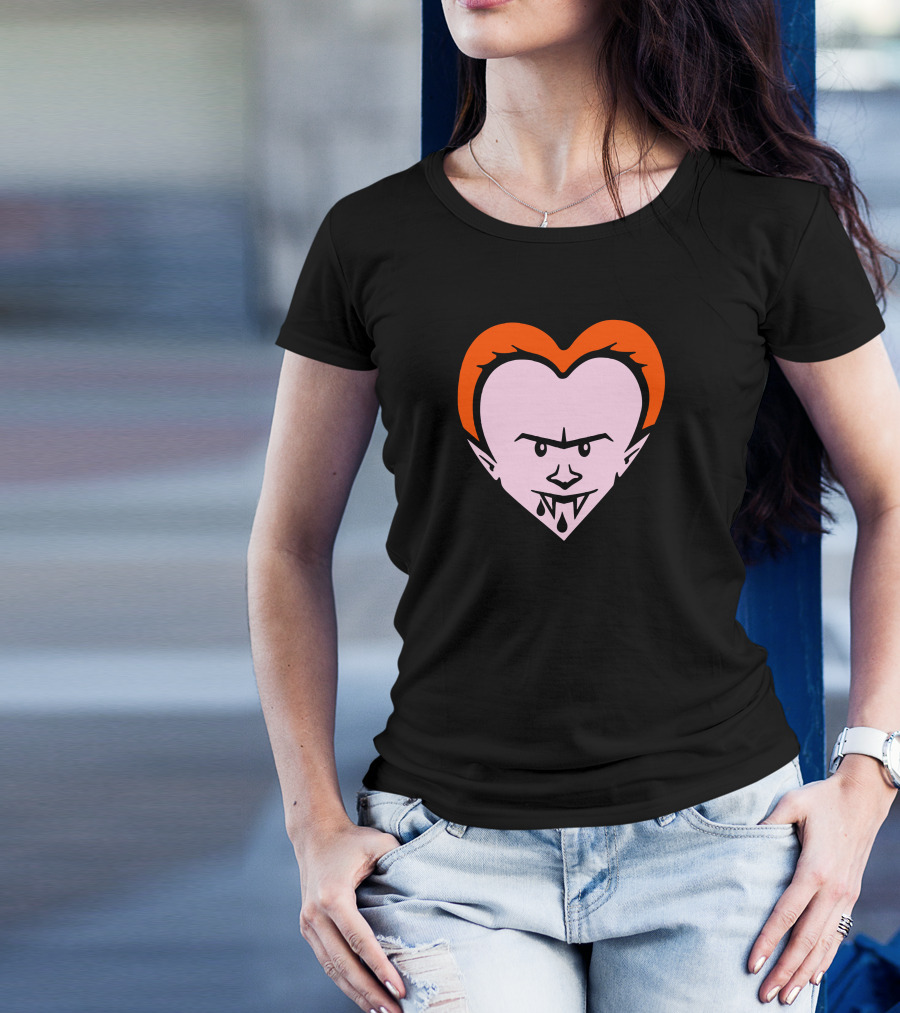 Love Is A Vampire Heart-Shaped Dracula Face T-Shirt