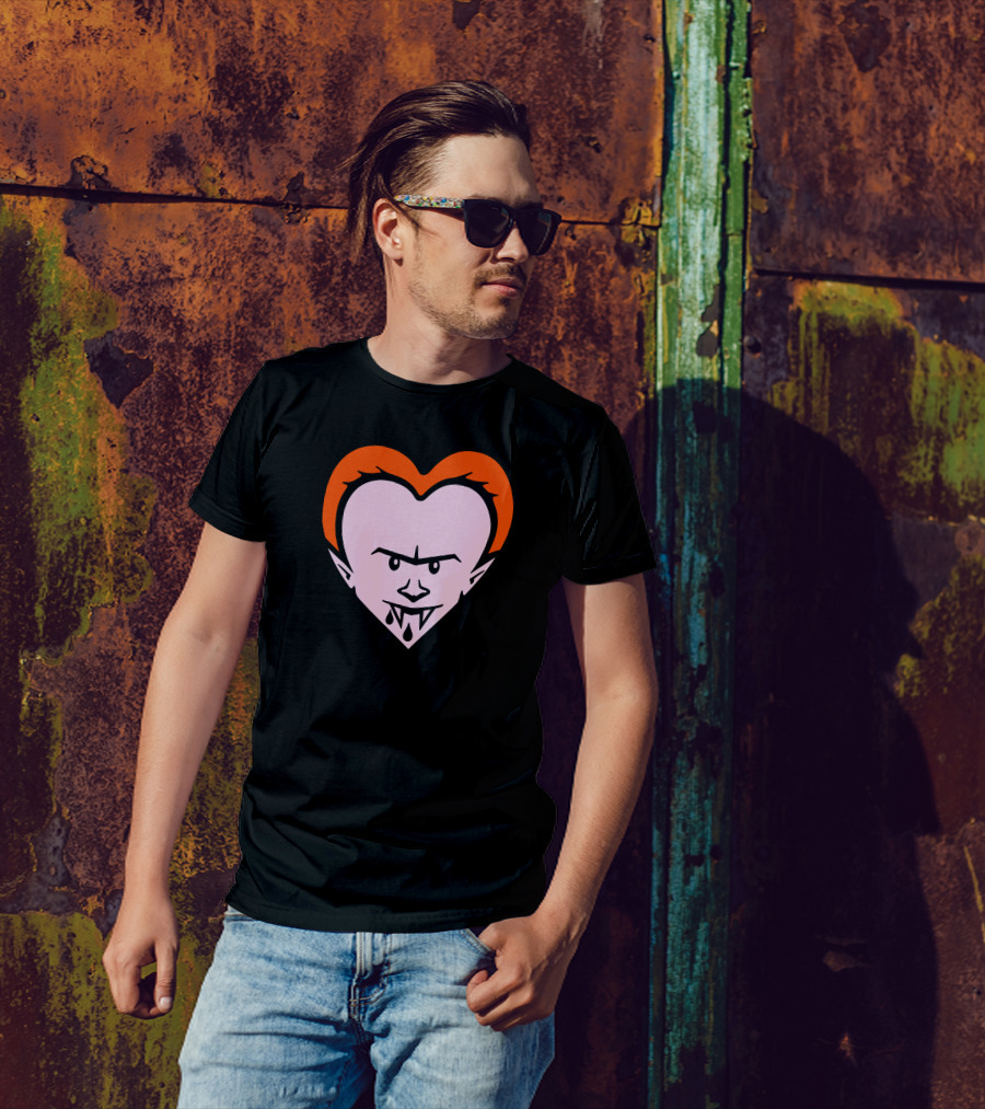 Love Is A Vampire Heart-Shaped Dracula Face T-Shirt