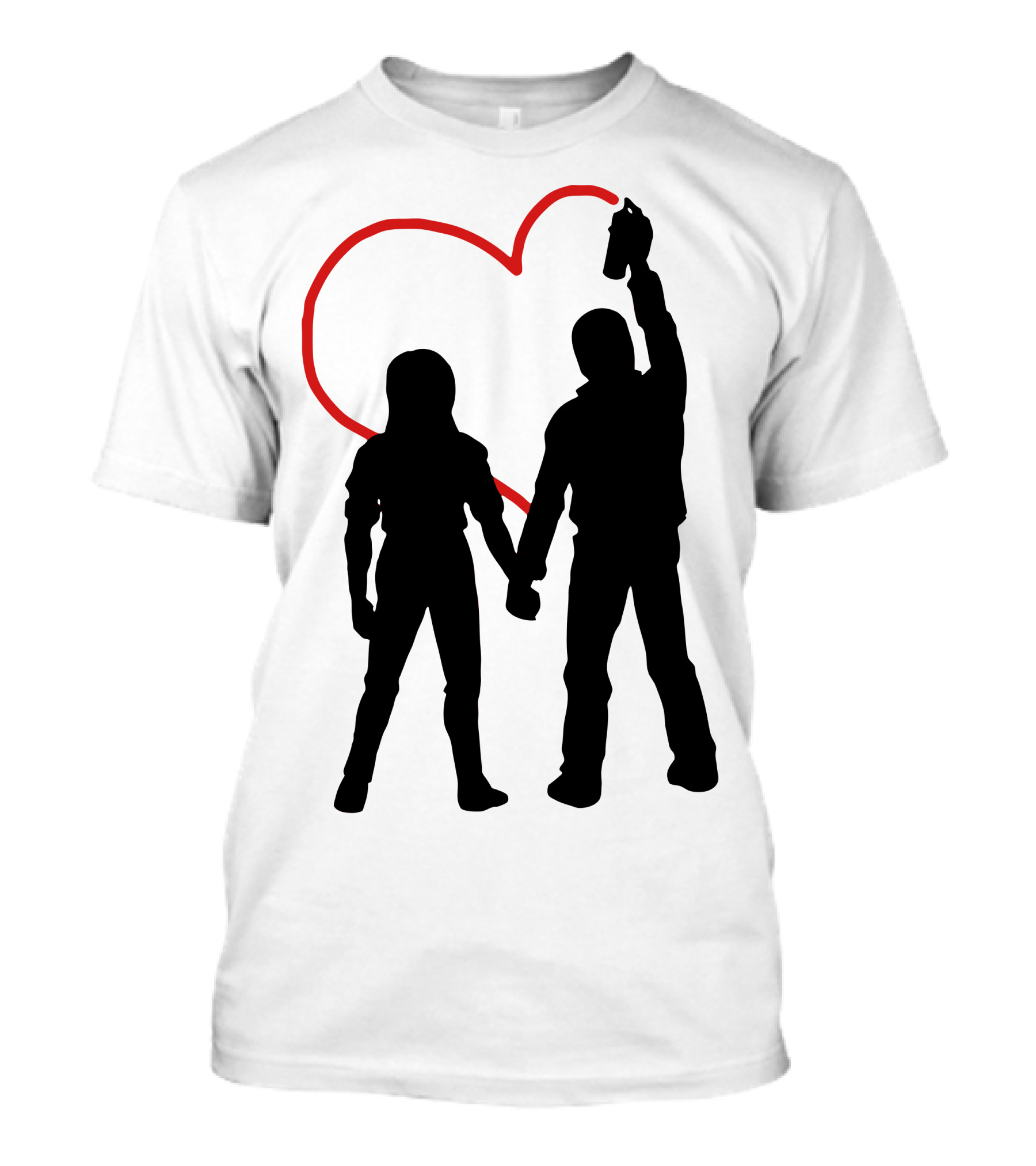 Love Vandal Silhouette Red Heart Graffiti T-Shirt