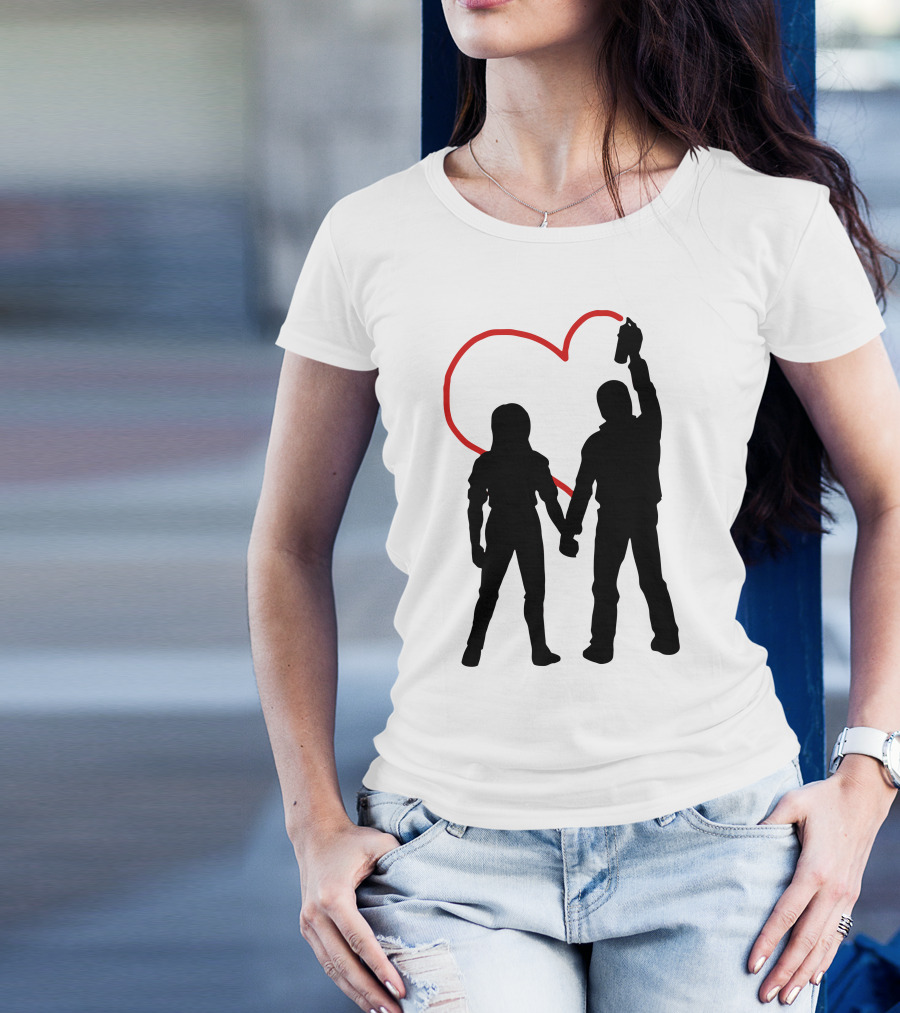 Love Vandal Silhouette Red Heart Graffiti T-Shirt