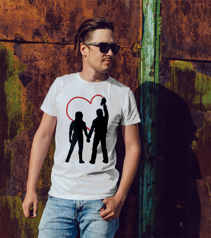 Love Vandal Silhouette Red Heart Graffiti T-Shirt