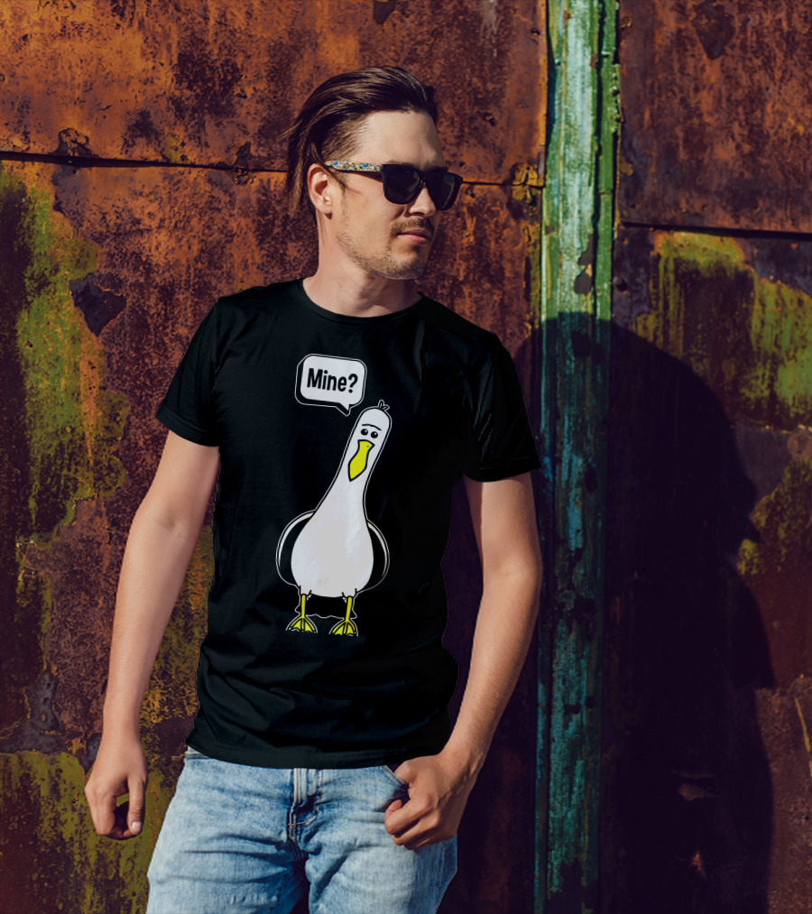 Mine Seagulls Mine? Black White Seagull T-Shirt