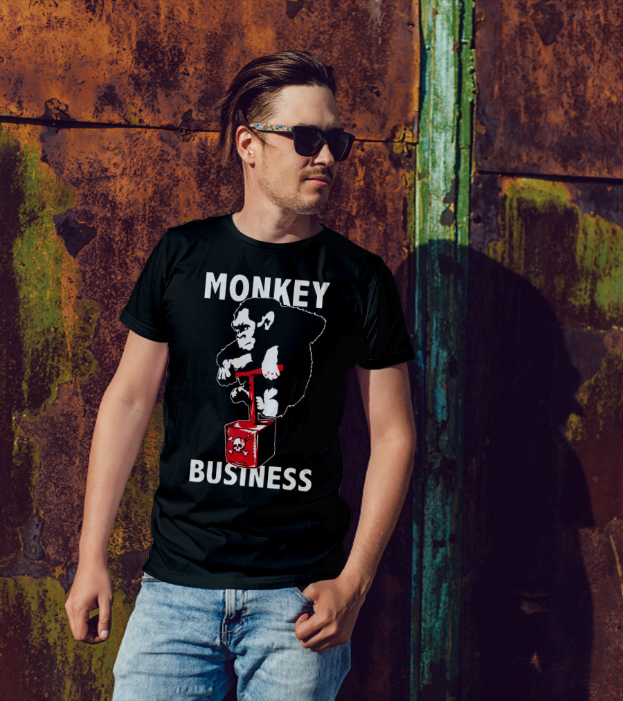 MONKEY BUSINESS Red Jack-in-the-Box Skull T-Shirt