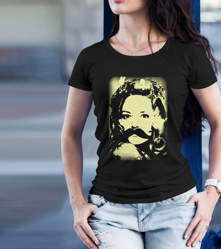Moustache Lady Retro Pop T-Shirt
