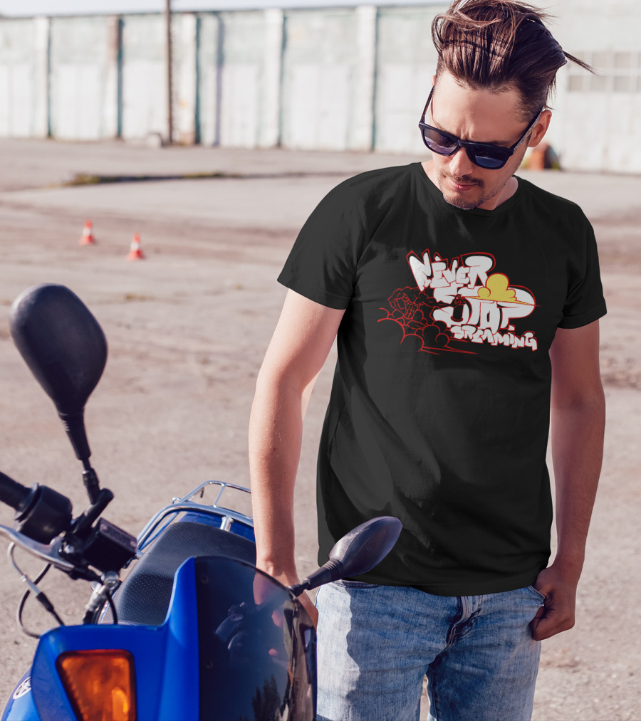 Never Stop Dreaming Cloud Graffiti Style Red-White-Orange Clouds Explosion T-Shirt