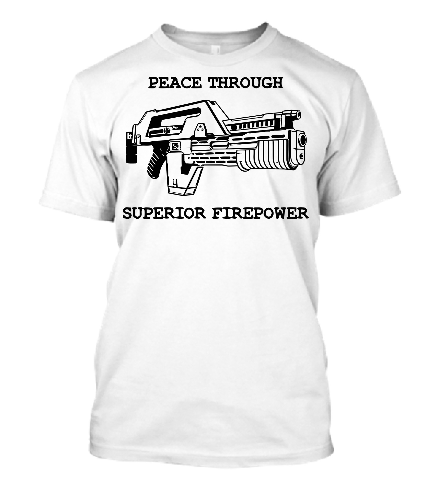 Peace Through Superior Firepower Pulse Rifle Aliens T-Shirt