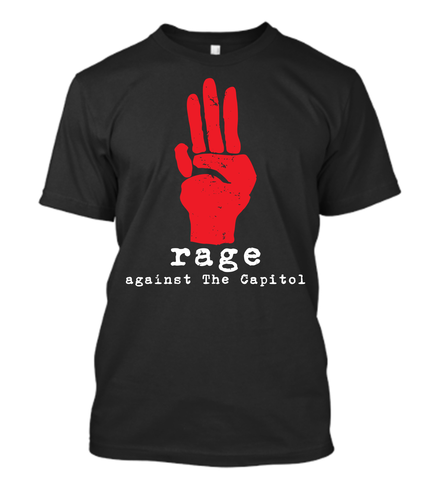 Rage Against The Capitol Red Hand Symbol Raised Three Fingers T-Shirt